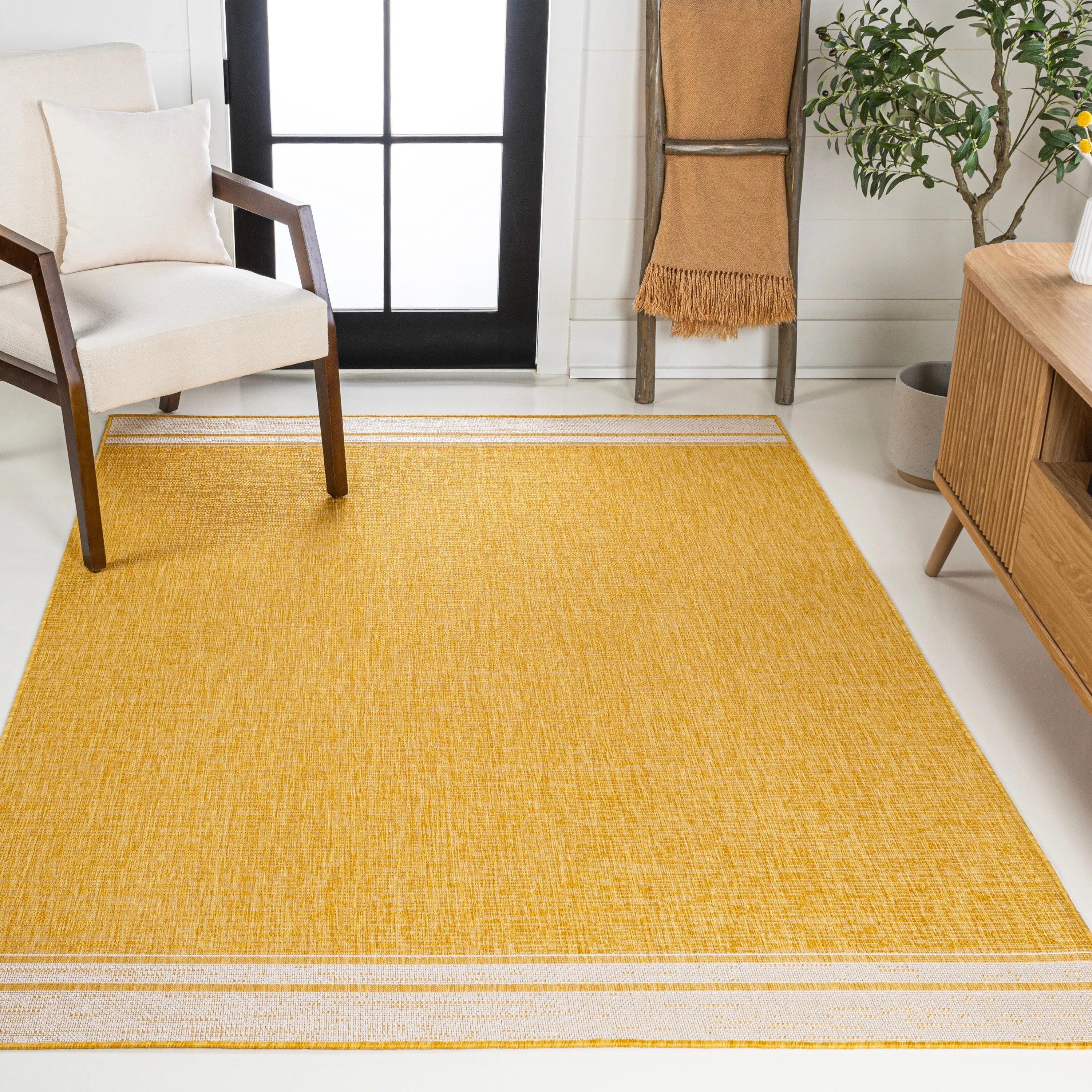 JONATHAN Y Darcy Modern Minimalist Mingled Solid Black/Cream Indoor/Outdoor Area Rug