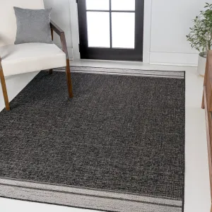JONATHAN Y Darcy Modern Minimalist Mingled Solid Black/Cream Indoor/Outdoor Area Rug