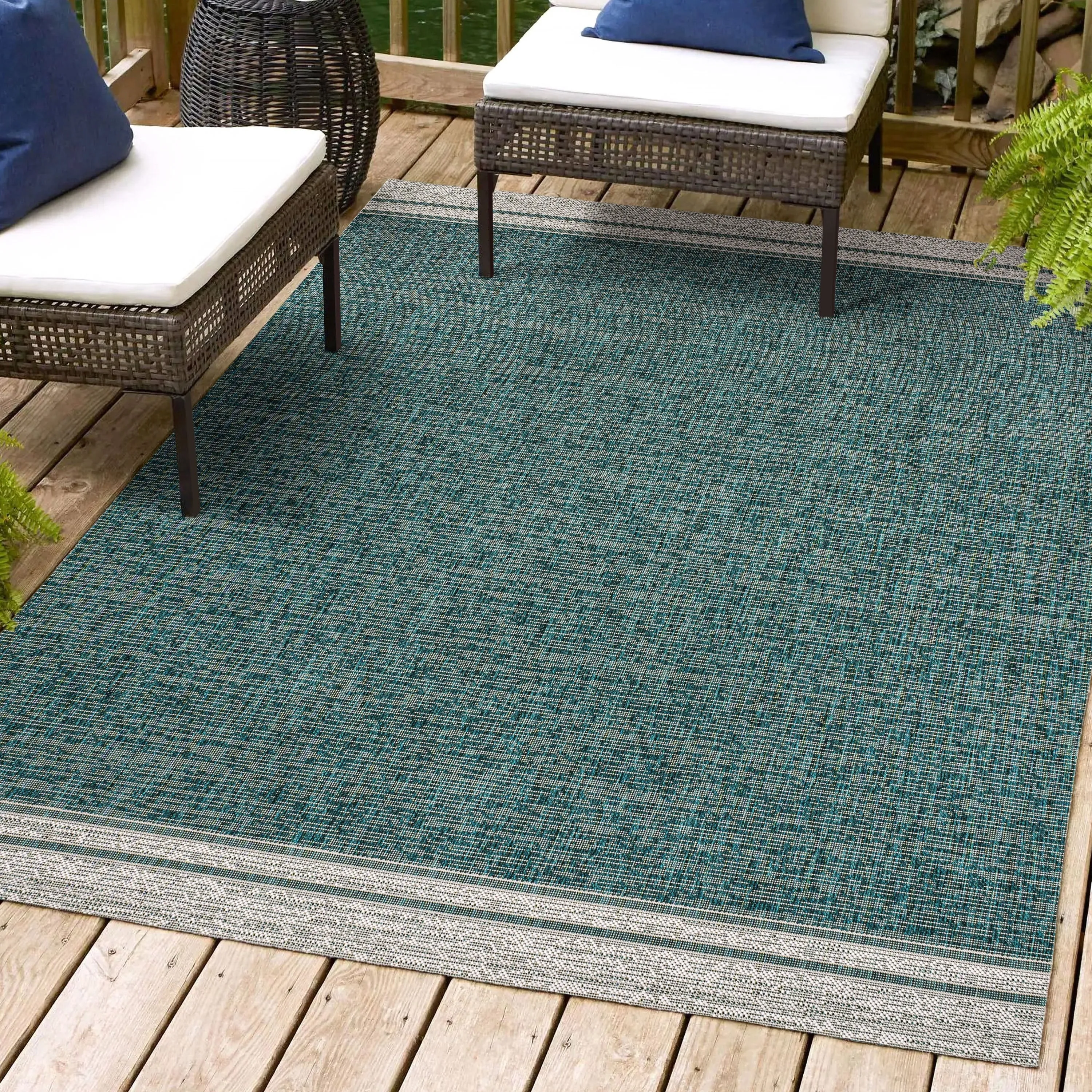 JONATHAN Y Darcy Modern Minimalist Mingled Solid Black/Cream Indoor/Outdoor Area Rug