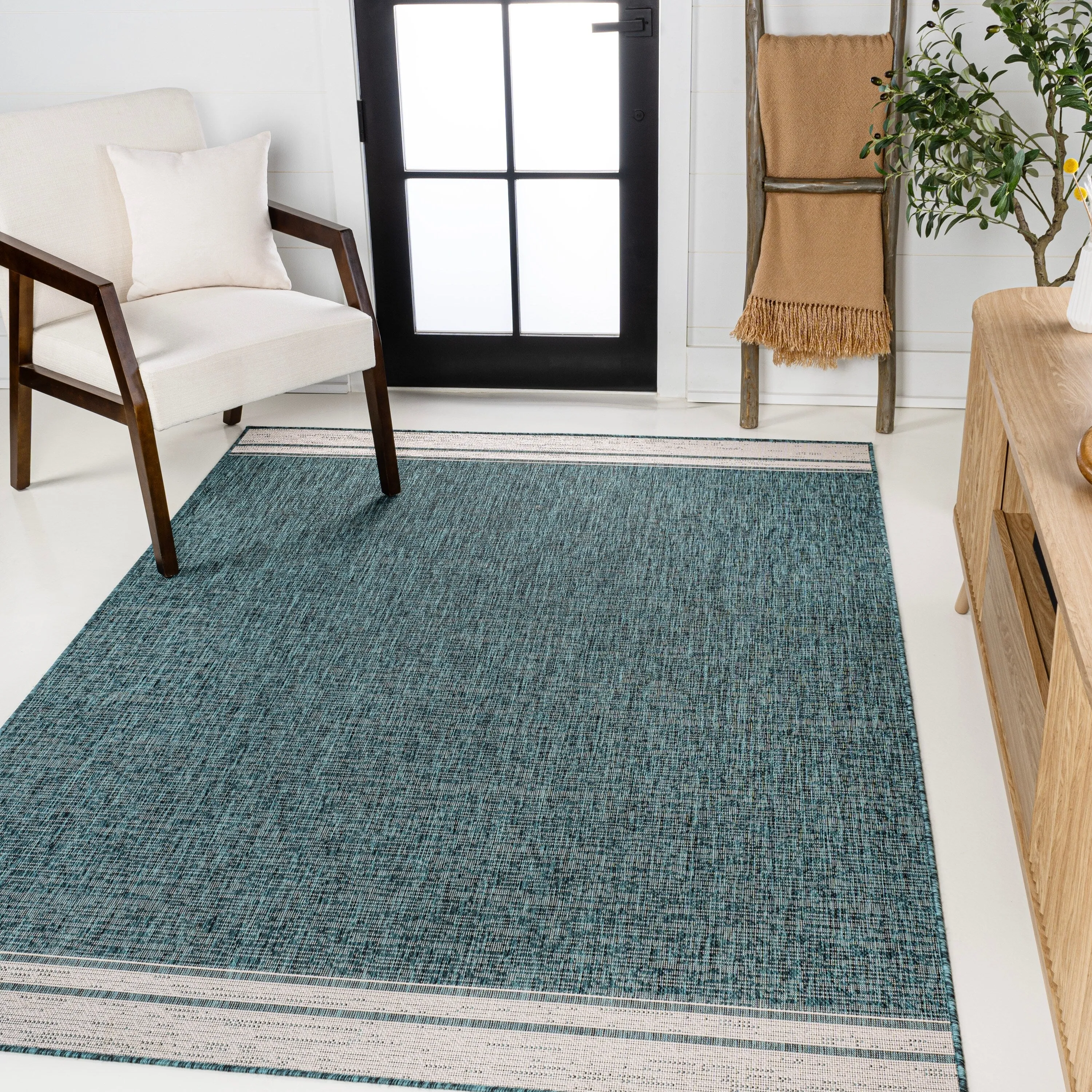 JONATHAN Y Darcy Modern Minimalist Mingled Solid Black/Cream Indoor/Outdoor Area Rug
