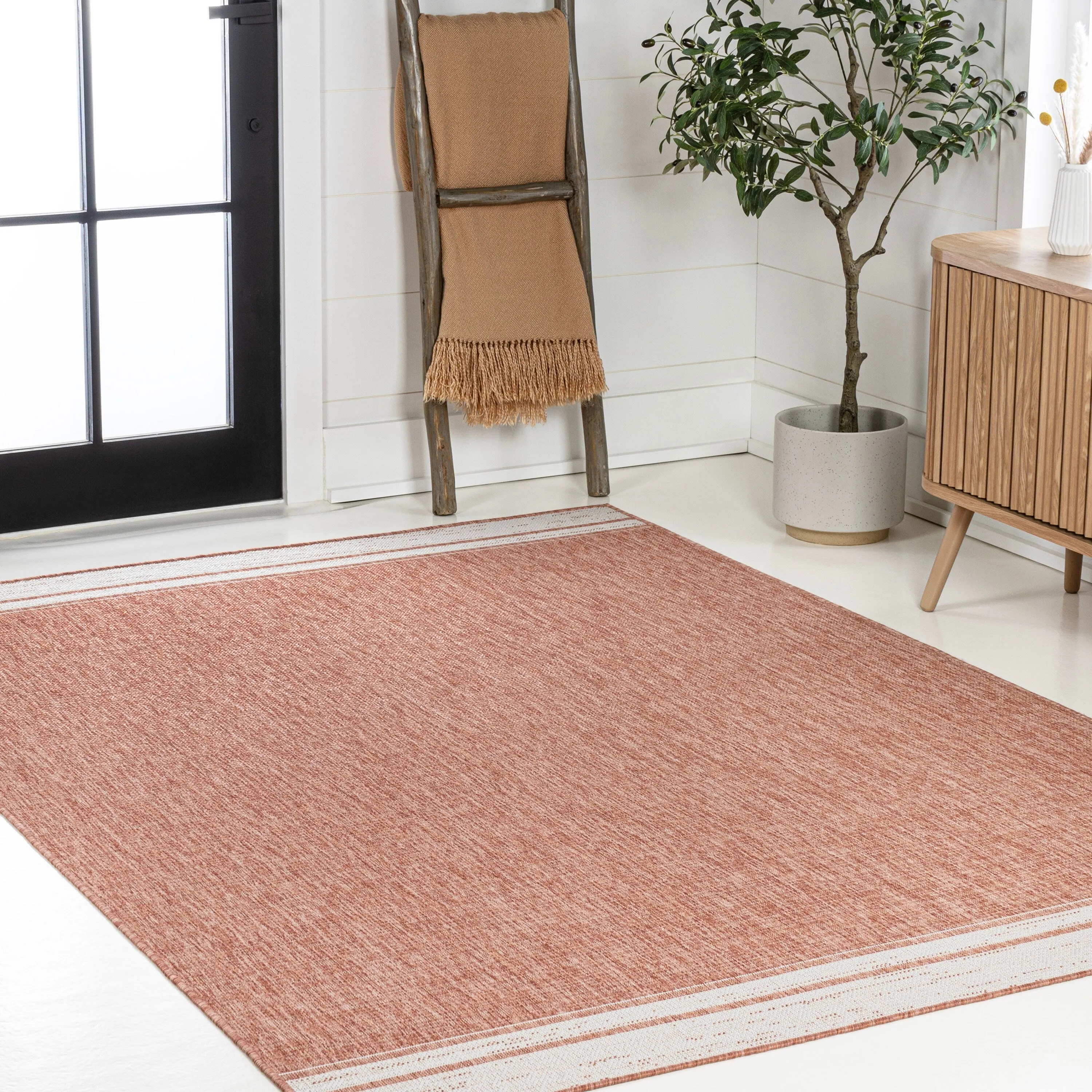 JONATHAN Y Darcy Modern Minimalist Mingled Solid Black/Cream Indoor/Outdoor Area Rug