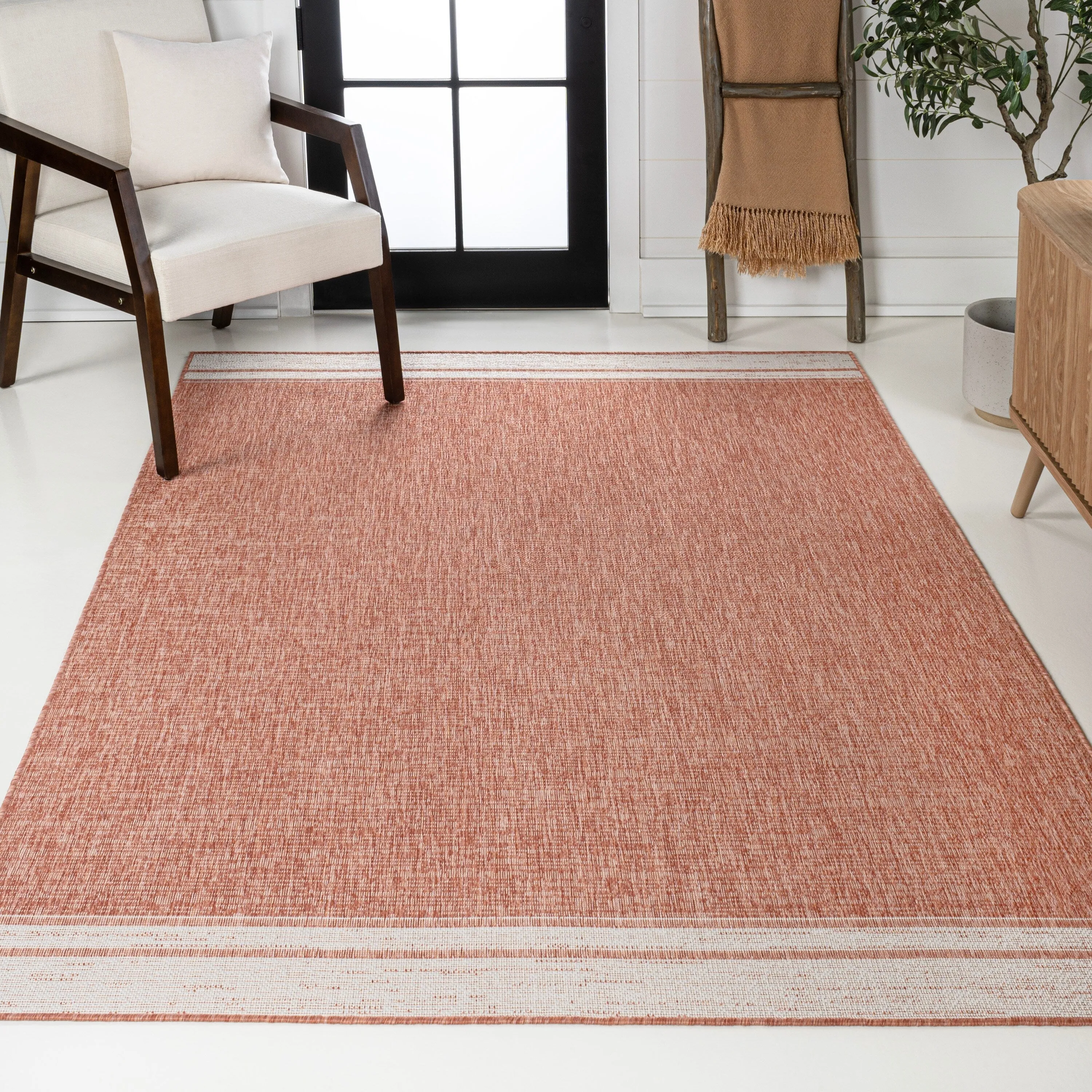JONATHAN Y Darcy Modern Minimalist Mingled Solid Black/Cream Indoor/Outdoor Area Rug