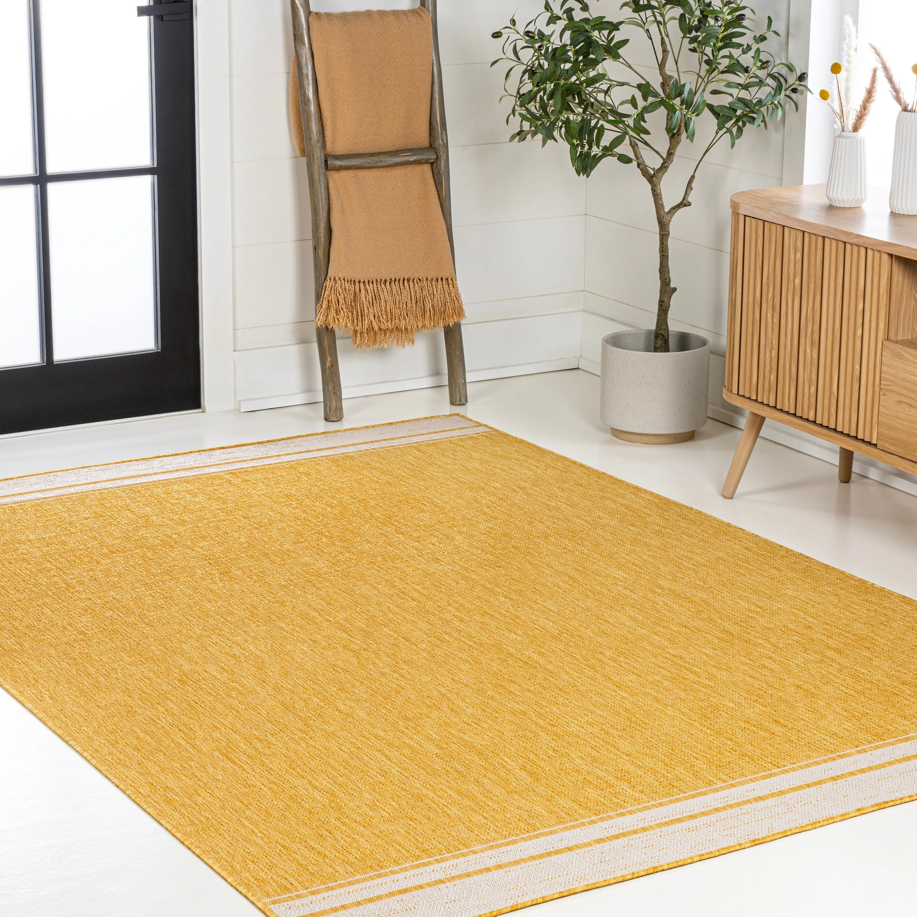 JONATHAN Y Darcy Modern Minimalist Mingled Solid Black/Cream Indoor/Outdoor Area Rug