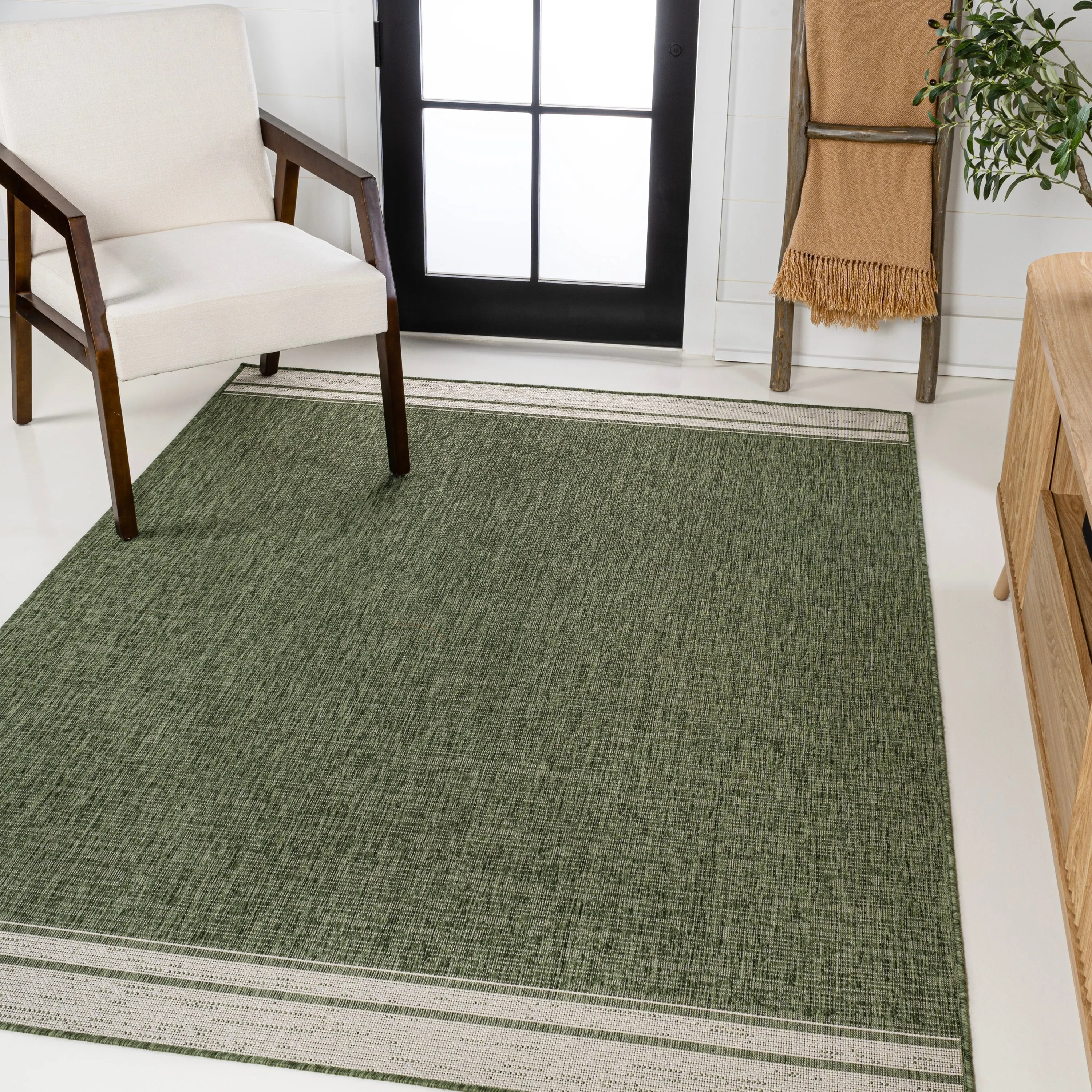 JONATHAN Y Darcy Modern Minimalist Mingled Solid Black/Cream Indoor/Outdoor Area Rug