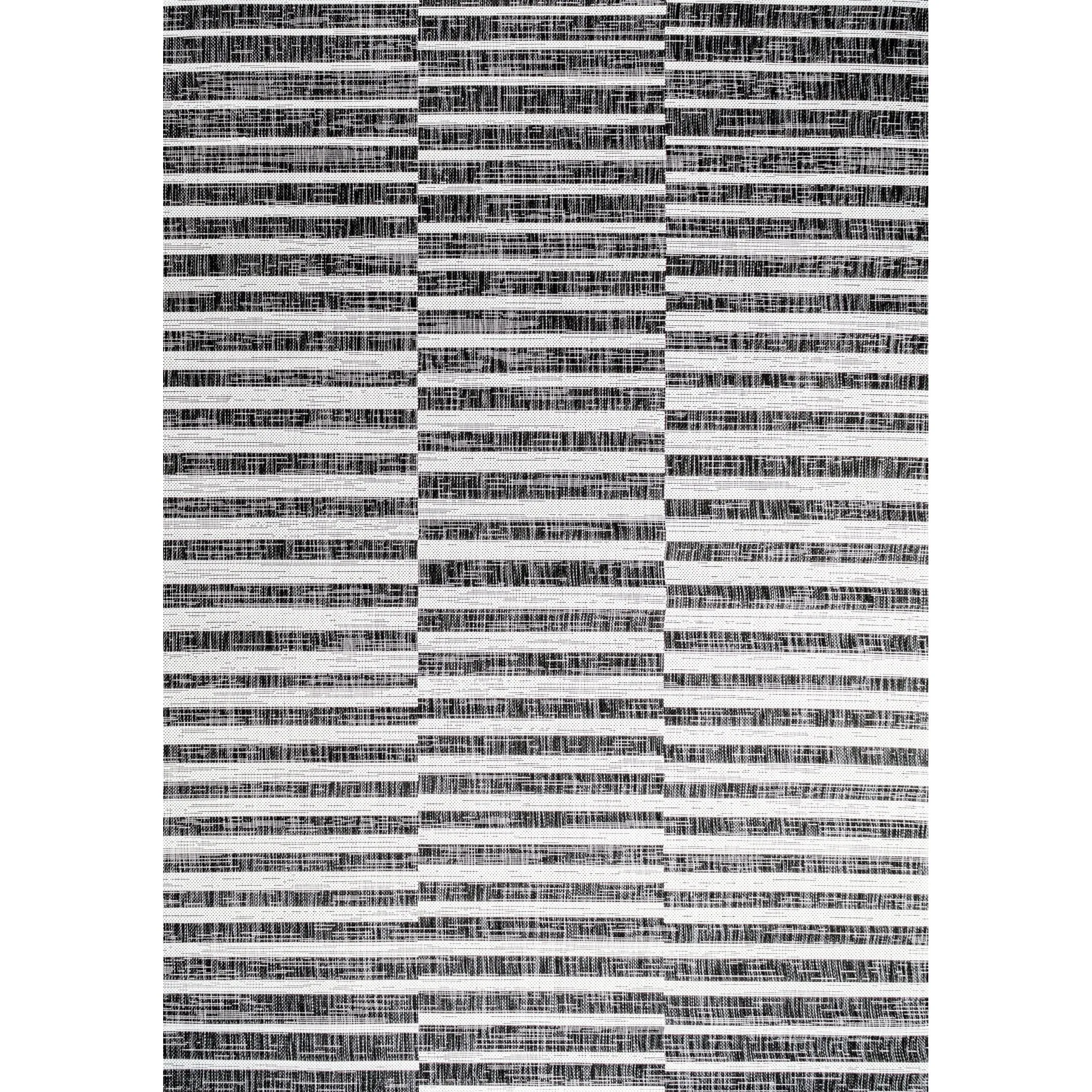 JONATHAN Y Grid Modern Offset Stripe Indoor/Outdoor Area Rug
