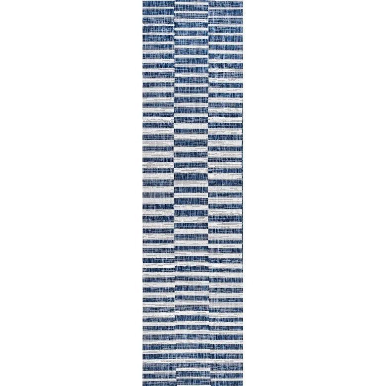 JONATHAN Y Grid Modern Offset Stripe Indoor/Outdoor Area Rug