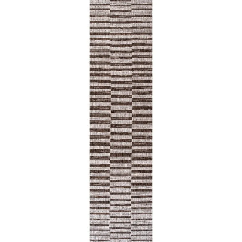 JONATHAN Y Grid Modern Offset Stripe Indoor/Outdoor Area Rug