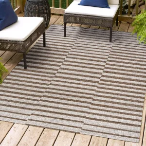 JONATHAN Y Grid Modern Offset Stripe Indoor/Outdoor Area Rug