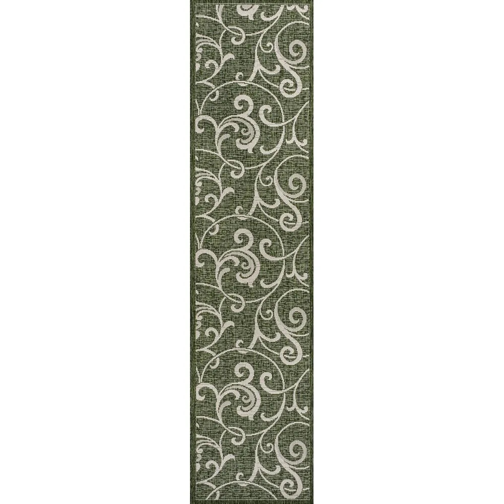 JONATHAN Y Isla Traditional Classic All-Over Scroll Green/Cream Indoor/Outdoor Area Rug