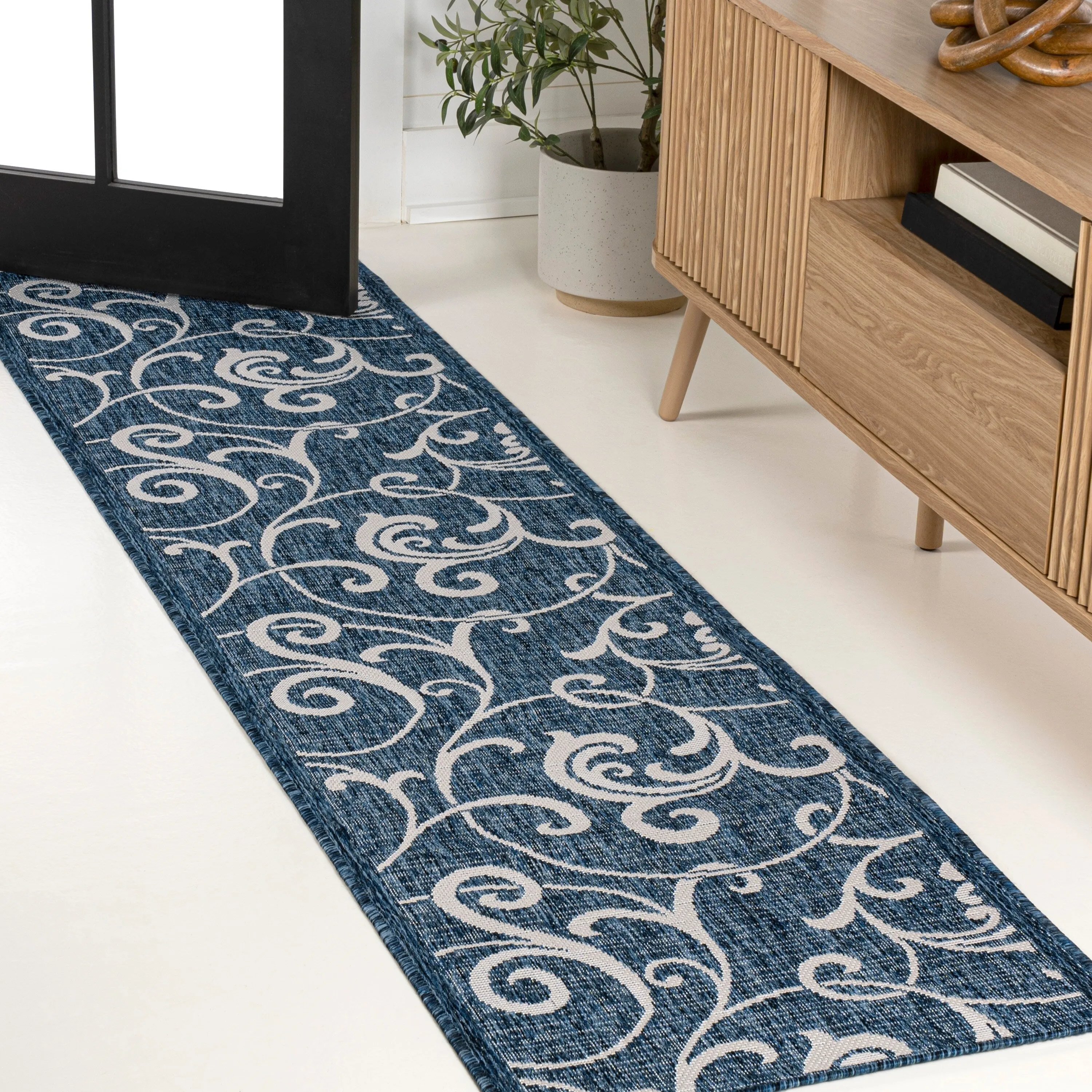 JONATHAN Y Isla Traditional Classic All-Over Scroll Green/Cream Indoor/Outdoor Area Rug