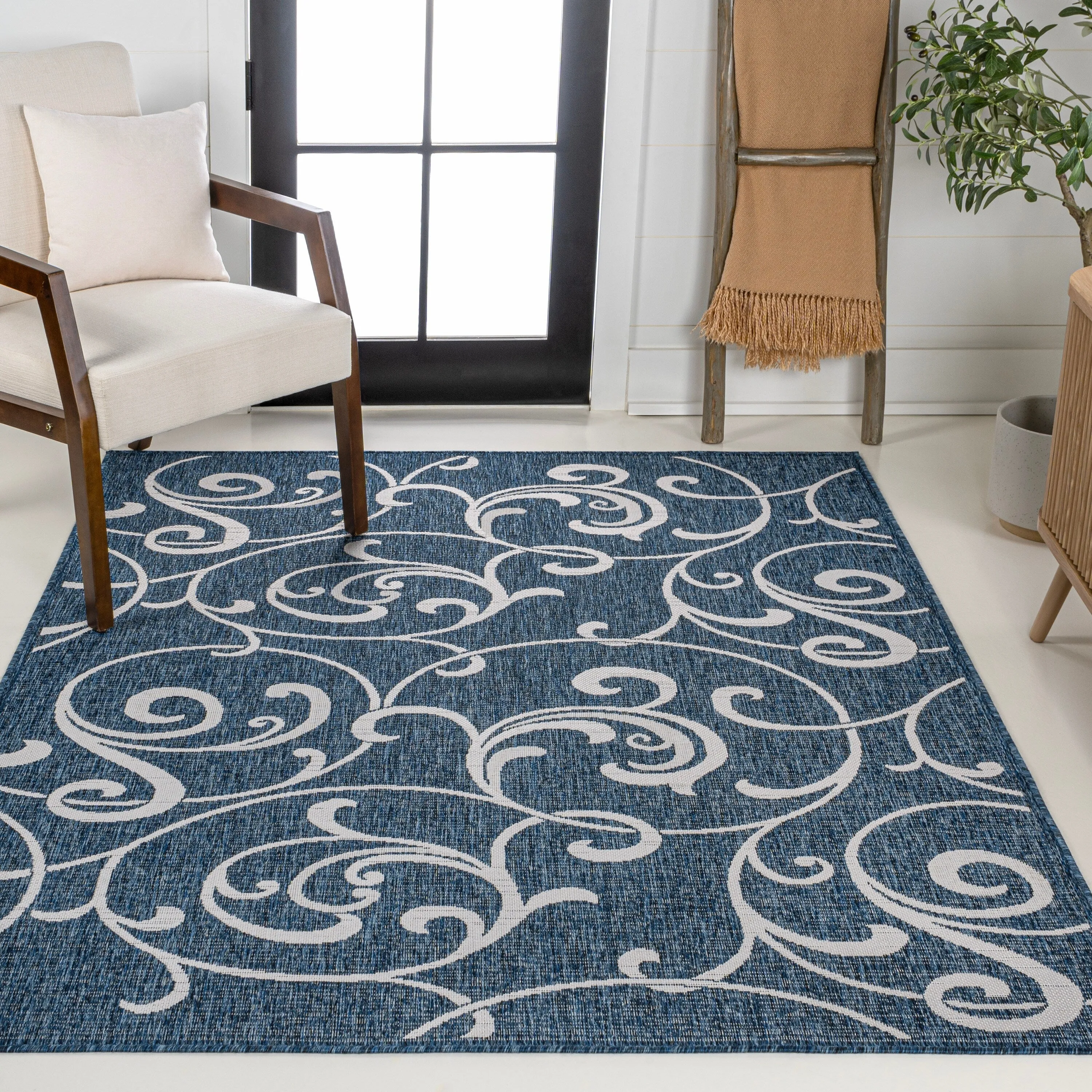 JONATHAN Y Isla Traditional Classic All-Over Scroll Green/Cream Indoor/Outdoor Area Rug