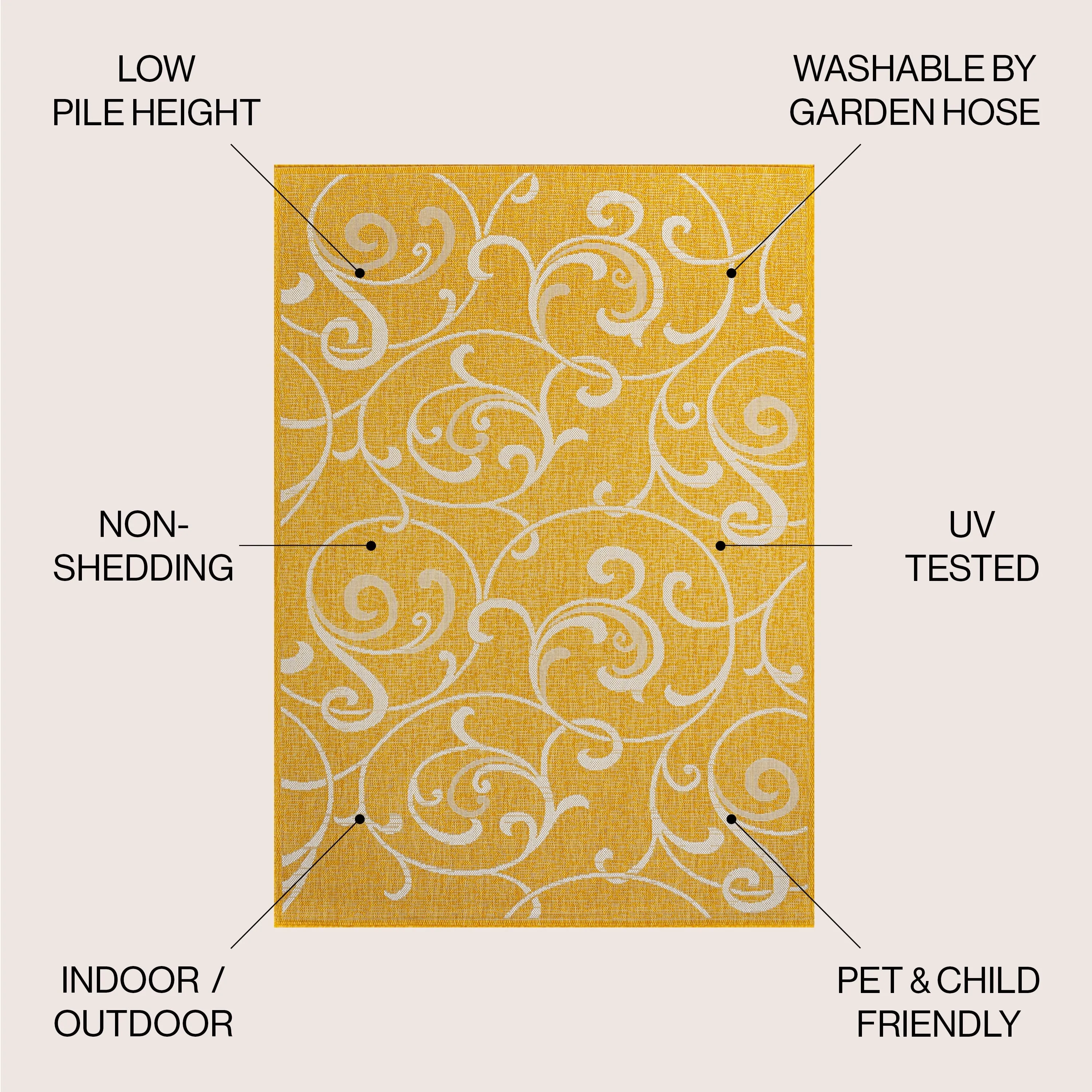 JONATHAN Y Isla Traditional Classic All-Over Scroll Green/Cream Indoor/Outdoor Area Rug