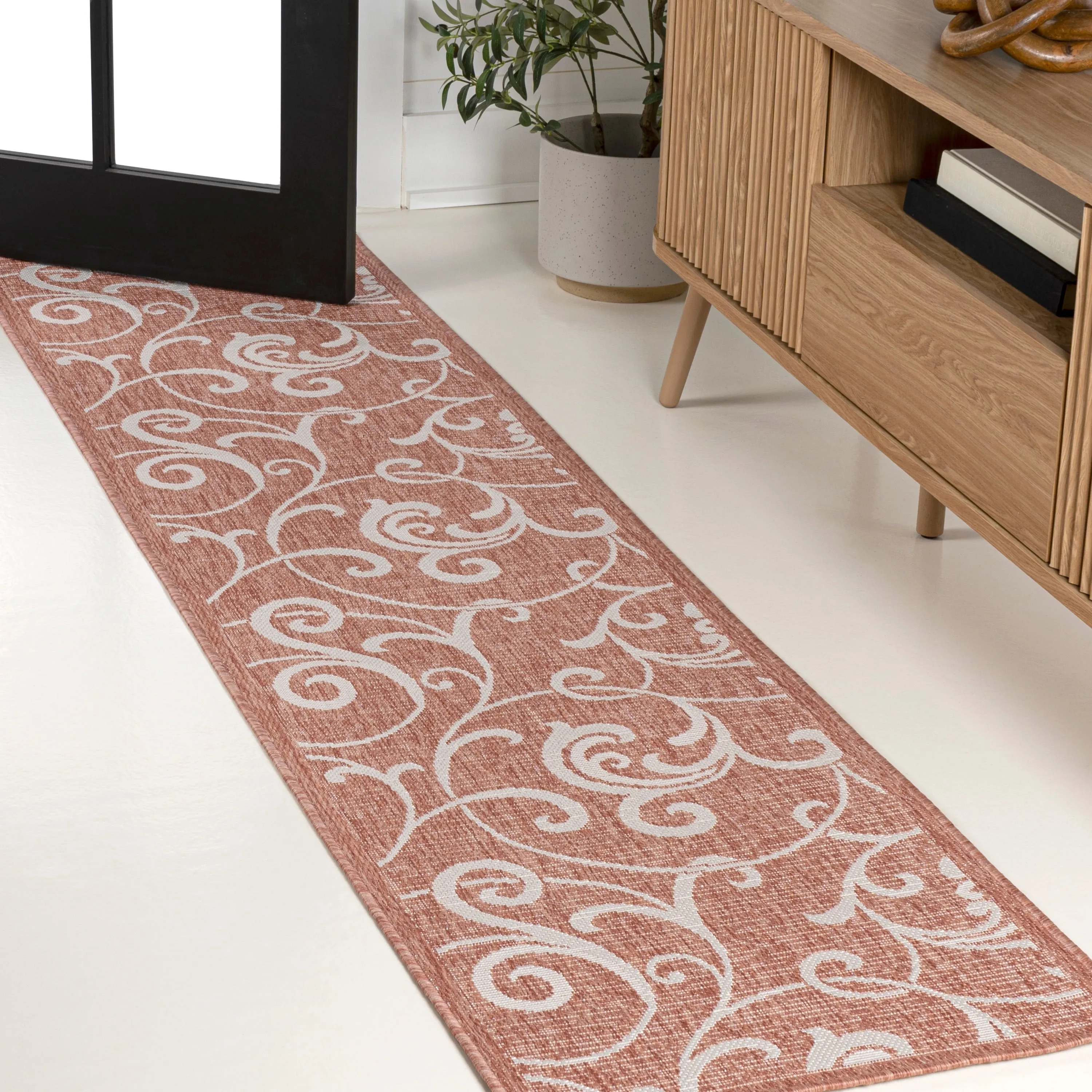 JONATHAN Y Isla Traditional Classic All-Over Scroll Green/Cream Indoor/Outdoor Area Rug