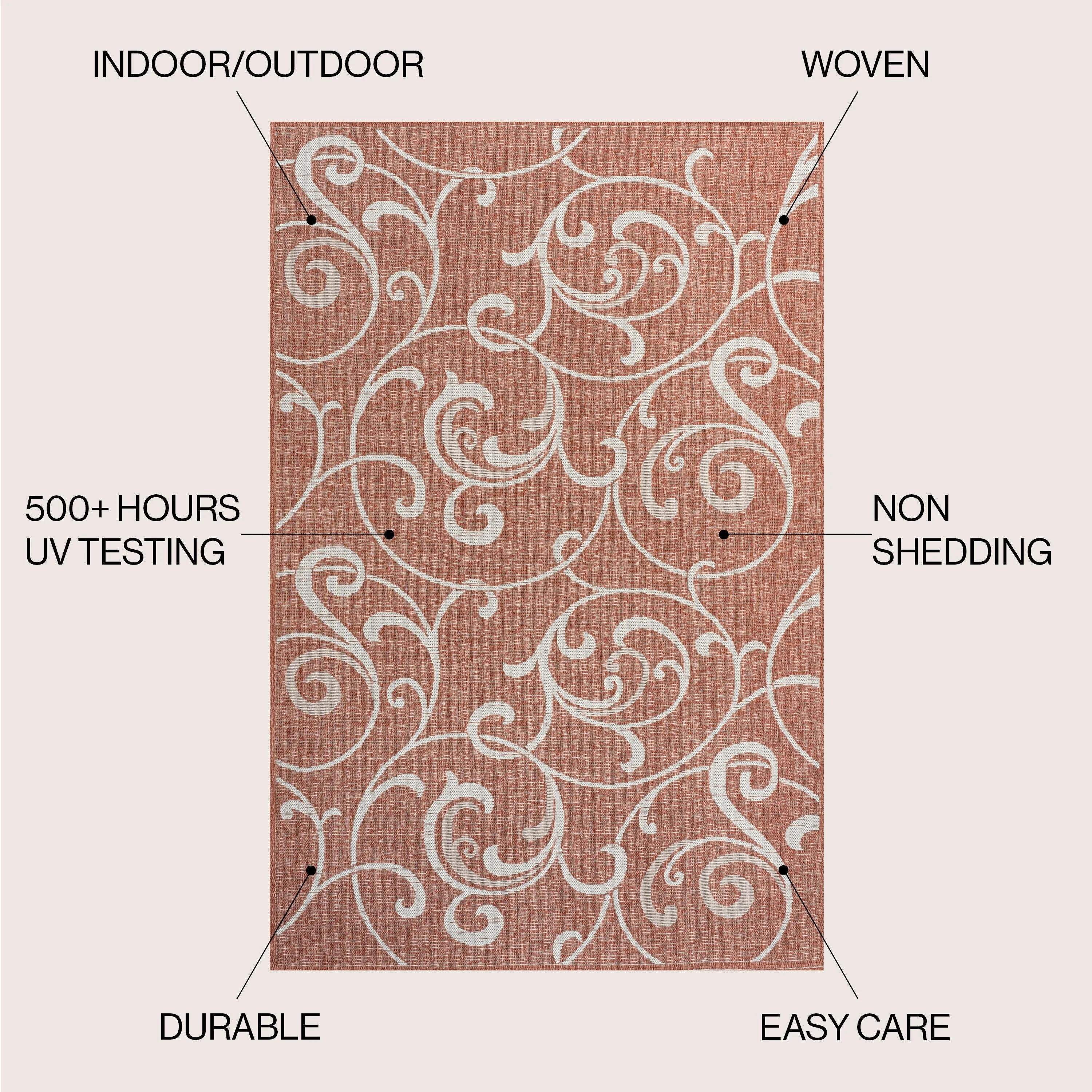 JONATHAN Y Isla Traditional Classic All-Over Scroll Green/Cream Indoor/Outdoor Area Rug