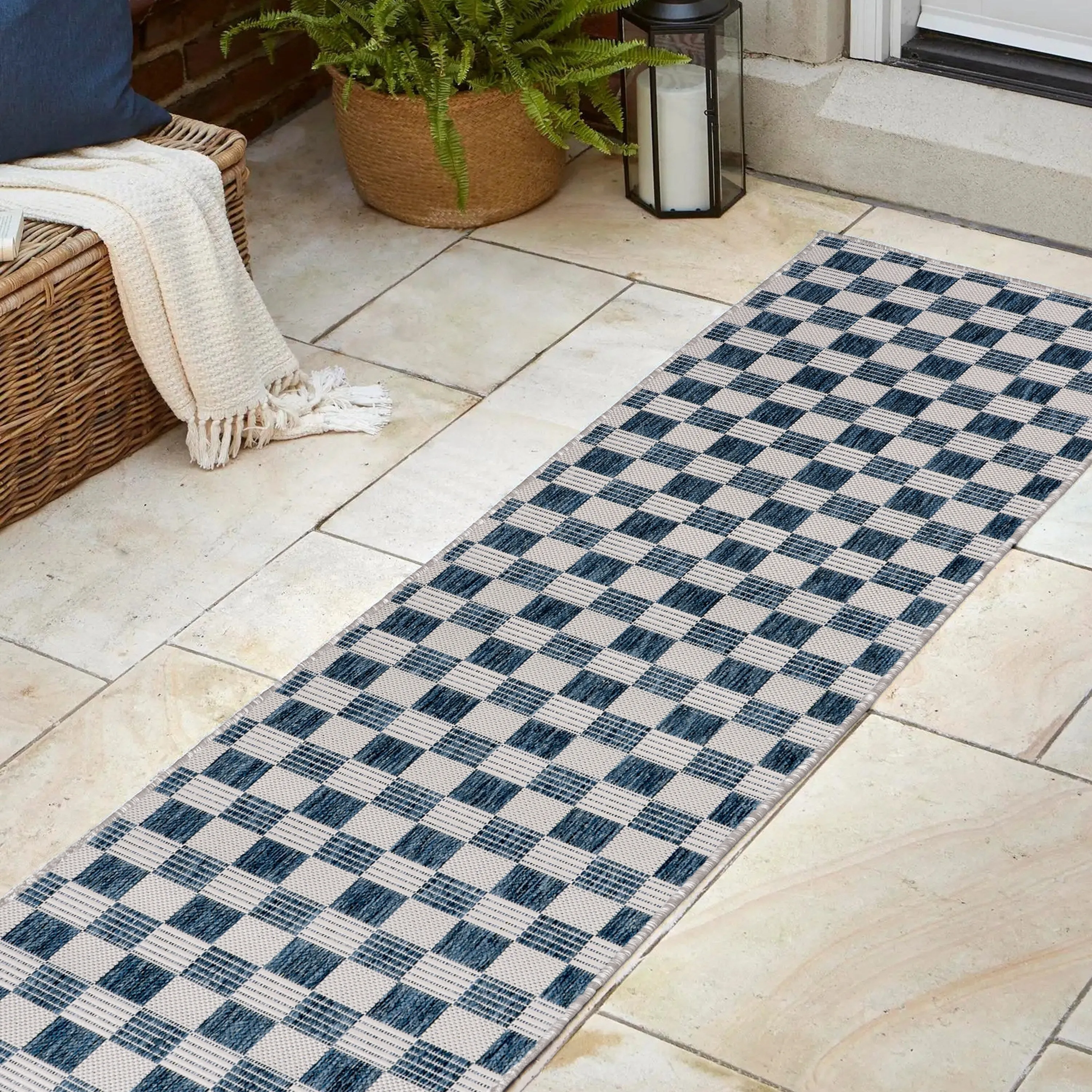 JONATHAN Y Maribel Traditional Cottage Checkerboard Green/Cream Indoor/Outdoor Area Rug