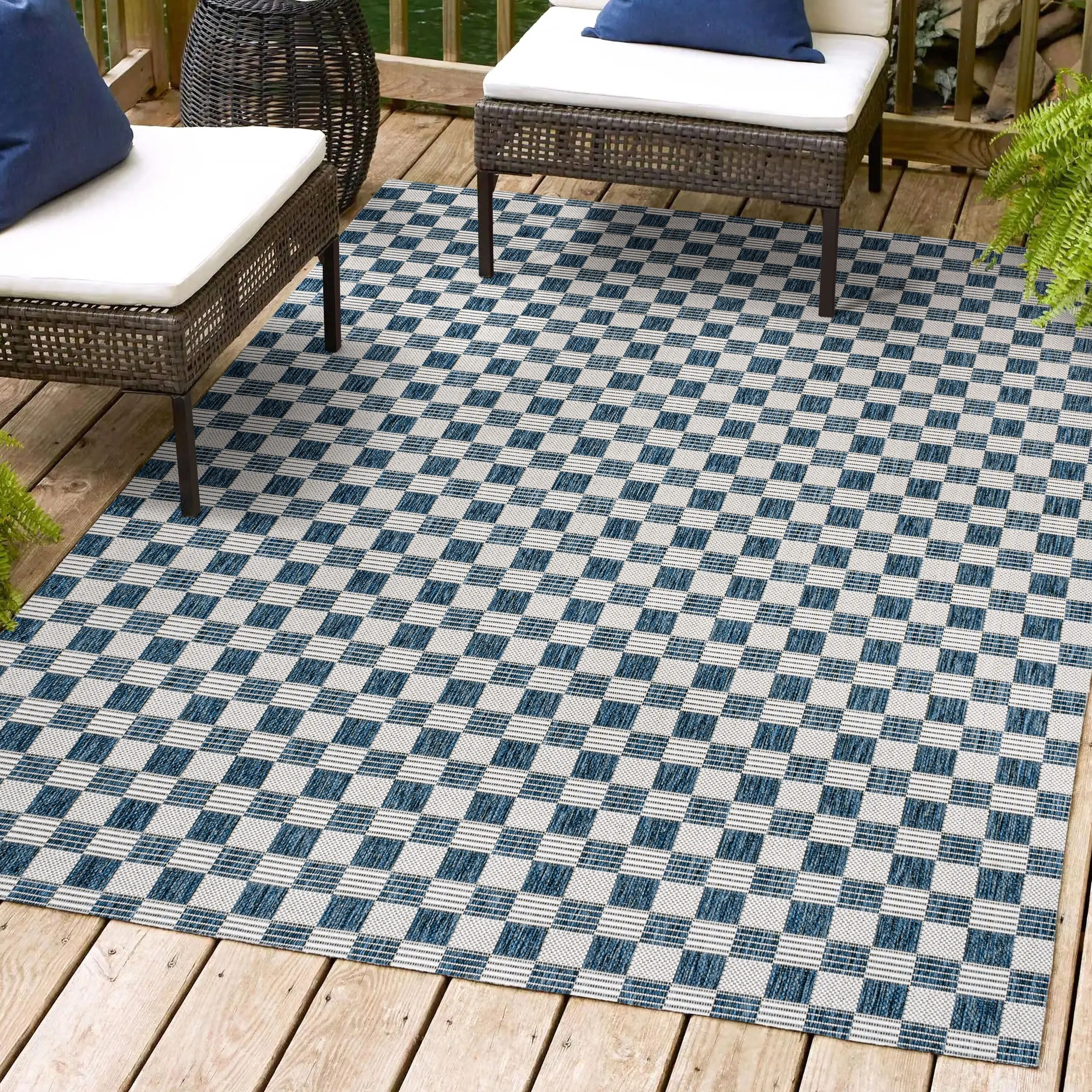 JONATHAN Y Maribel Traditional Cottage Checkerboard Green/Cream Indoor/Outdoor Area Rug