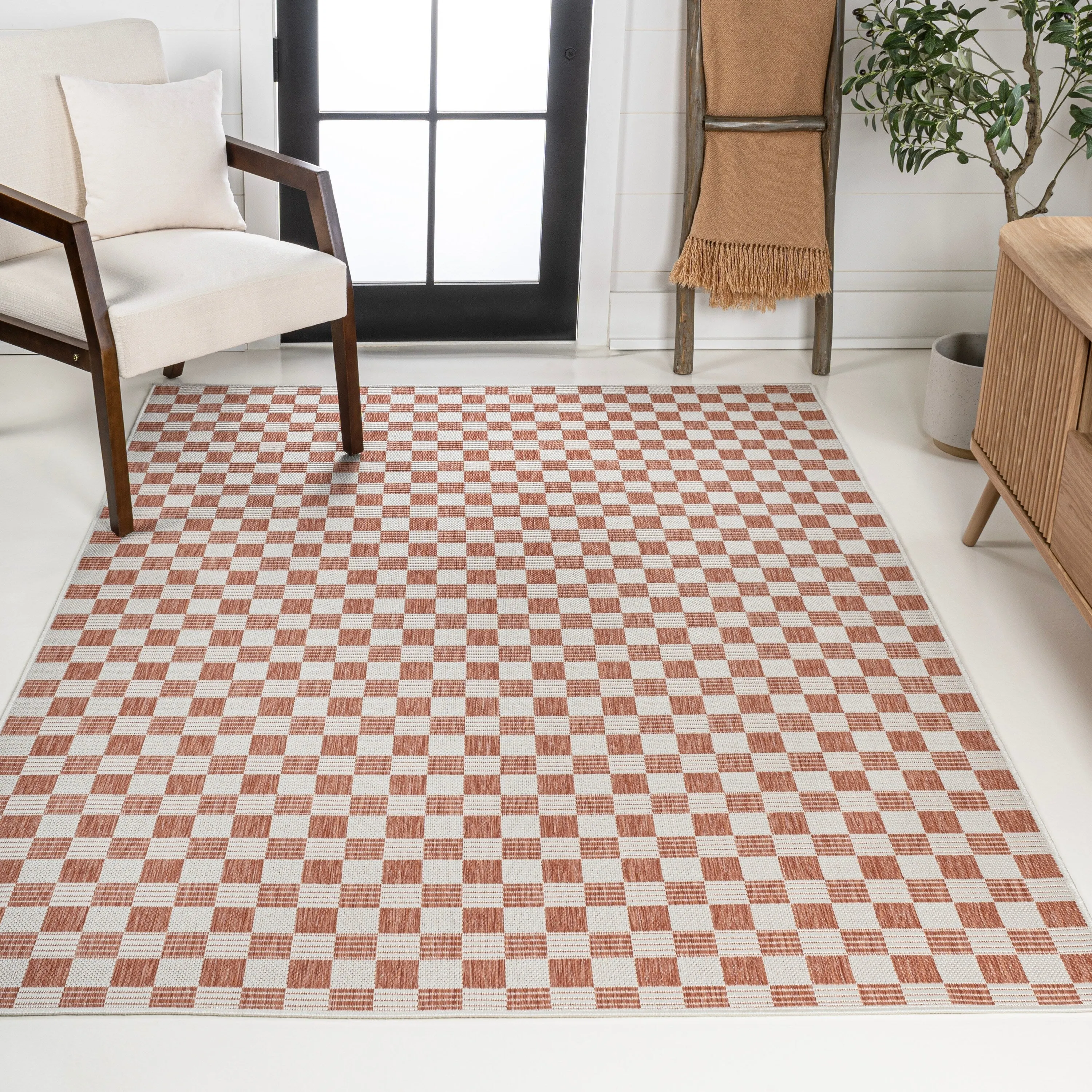 JONATHAN Y Maribel Traditional Cottage Checkerboard Green/Cream Indoor/Outdoor Area Rug