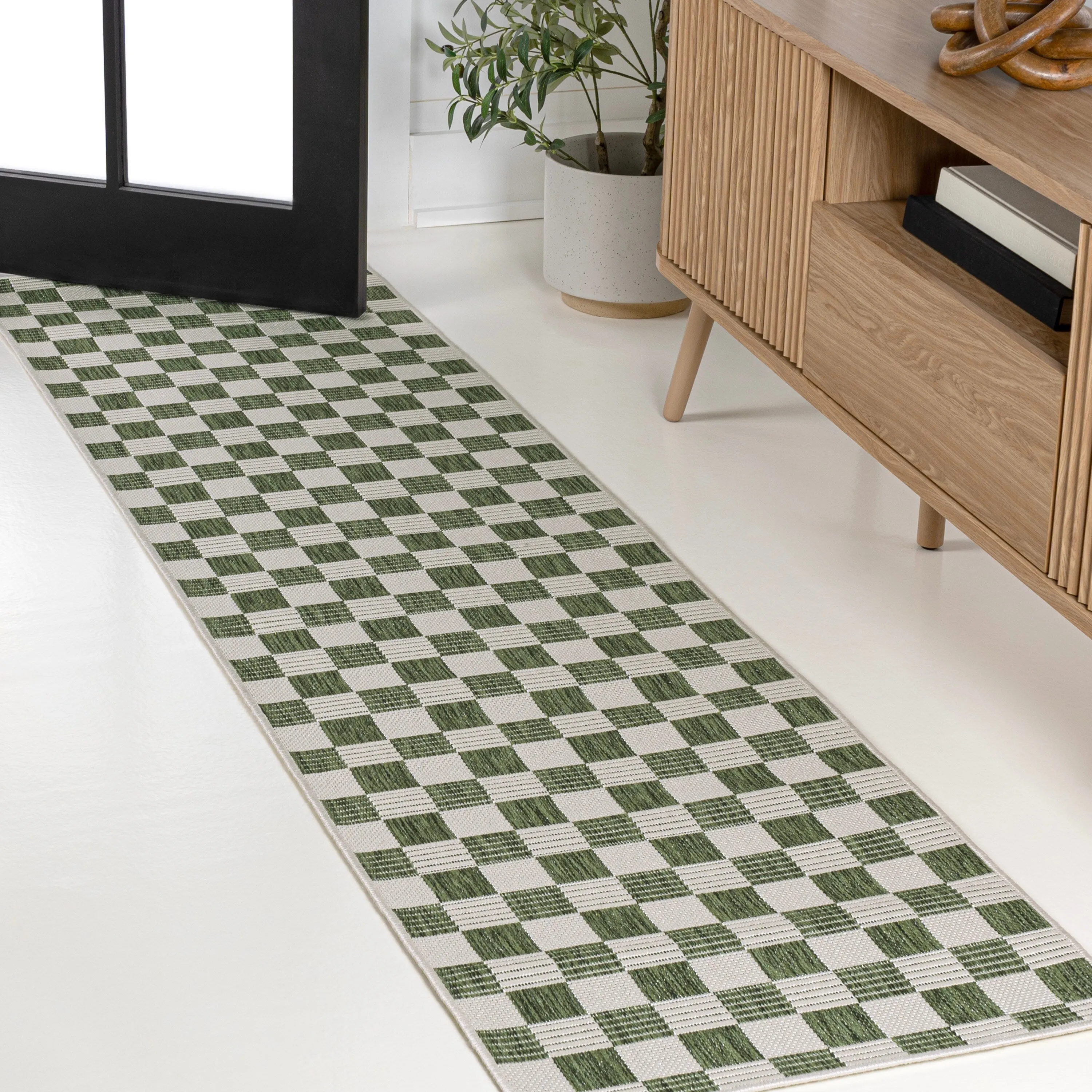 JONATHAN Y Maribel Traditional Cottage Checkerboard Green/Cream Indoor/Outdoor Area Rug