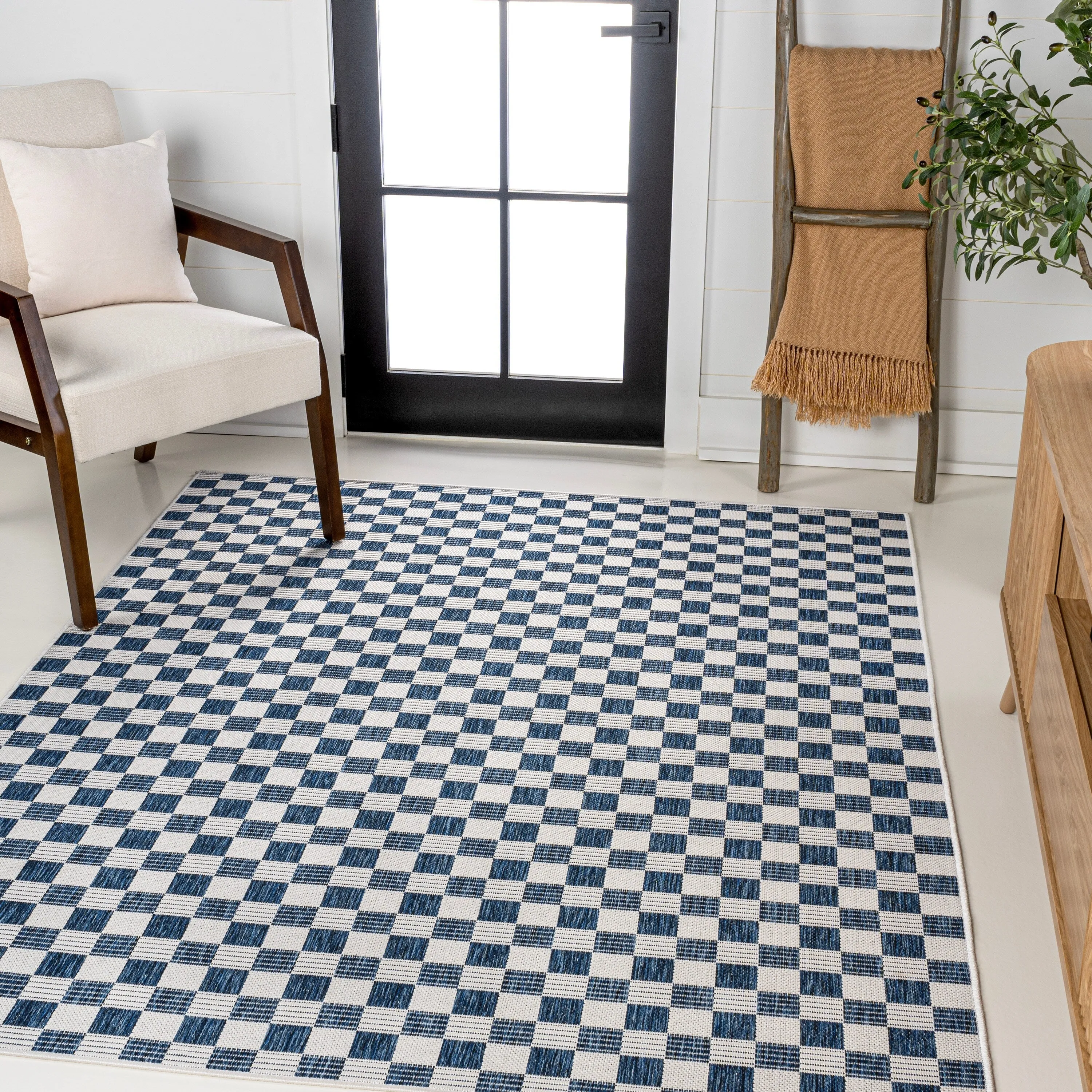 JONATHAN Y Maribel Traditional Cottage Checkerboard Green/Cream Indoor/Outdoor Area Rug