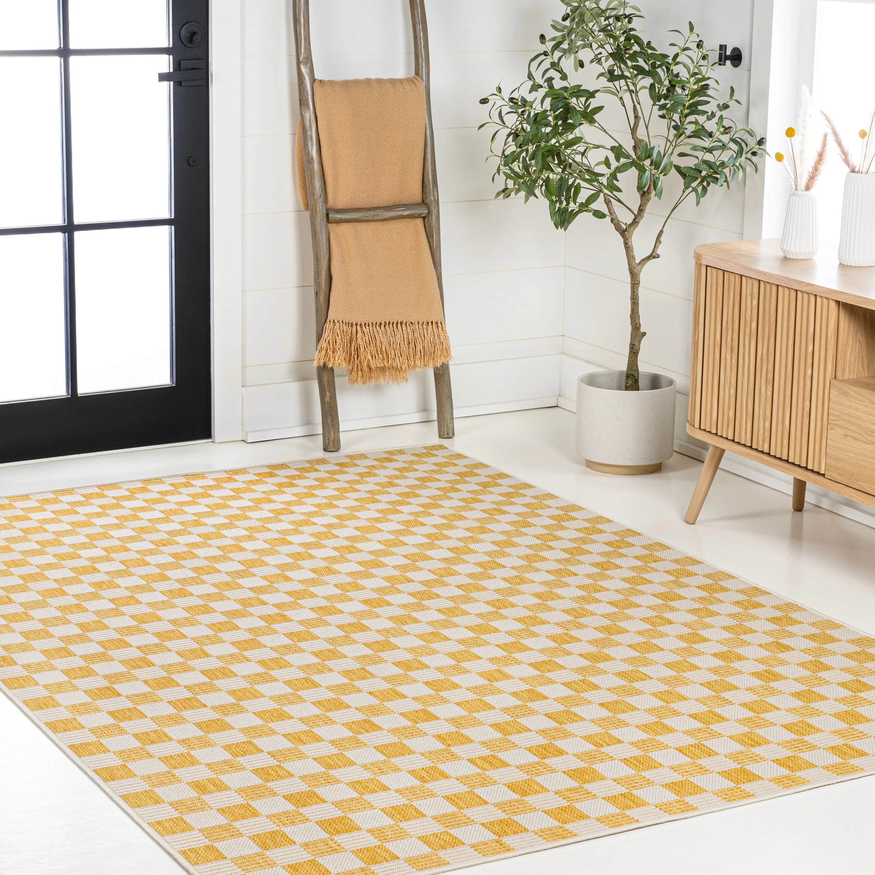 JONATHAN Y Maribel Traditional Cottage Checkerboard Green/Cream Indoor/Outdoor Area Rug