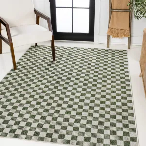 JONATHAN Y Maribel Traditional Cottage Checkerboard Green/Cream Indoor/Outdoor Area Rug
