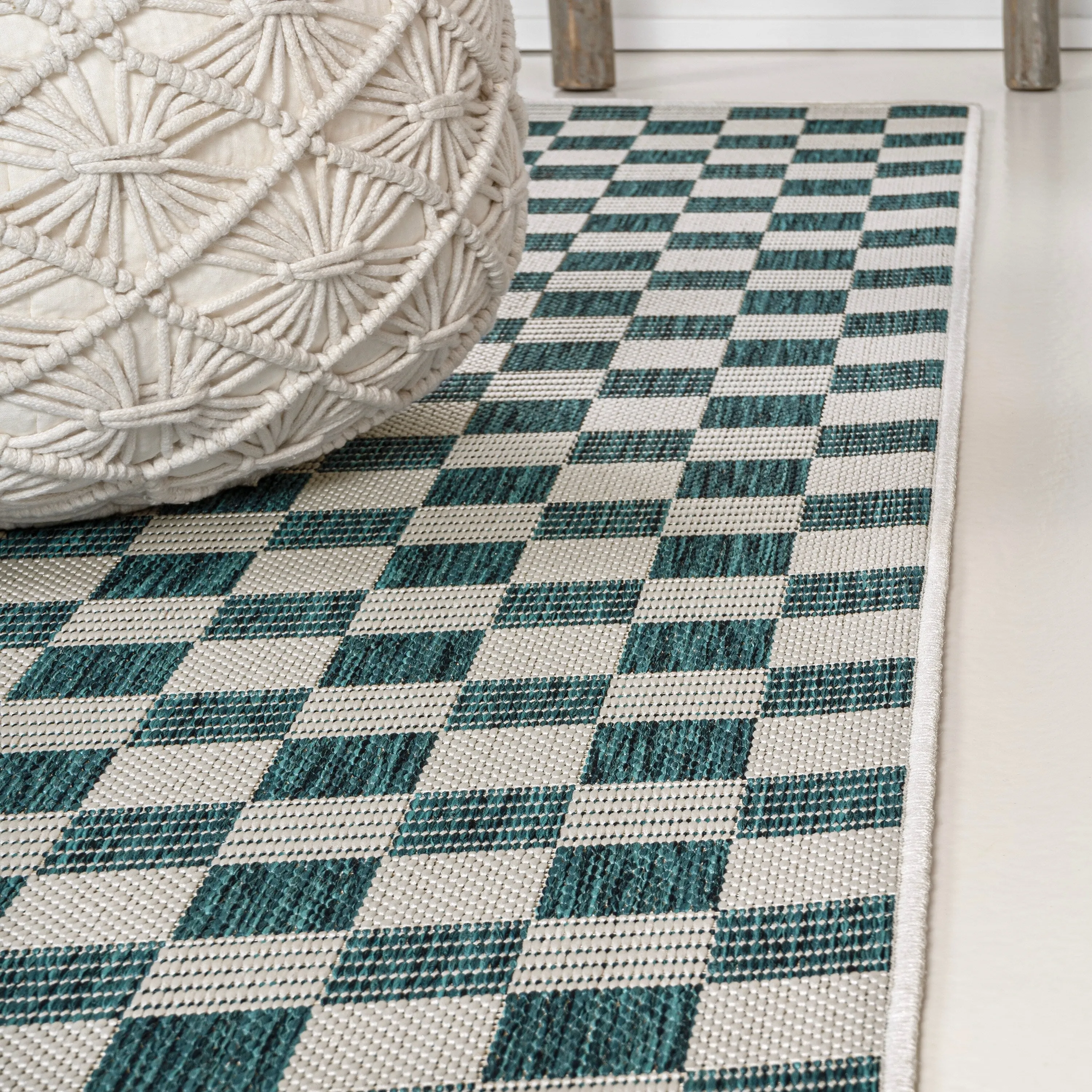 JONATHAN Y Maribel Traditional Cottage Checkerboard Green/Cream Indoor/Outdoor Area Rug