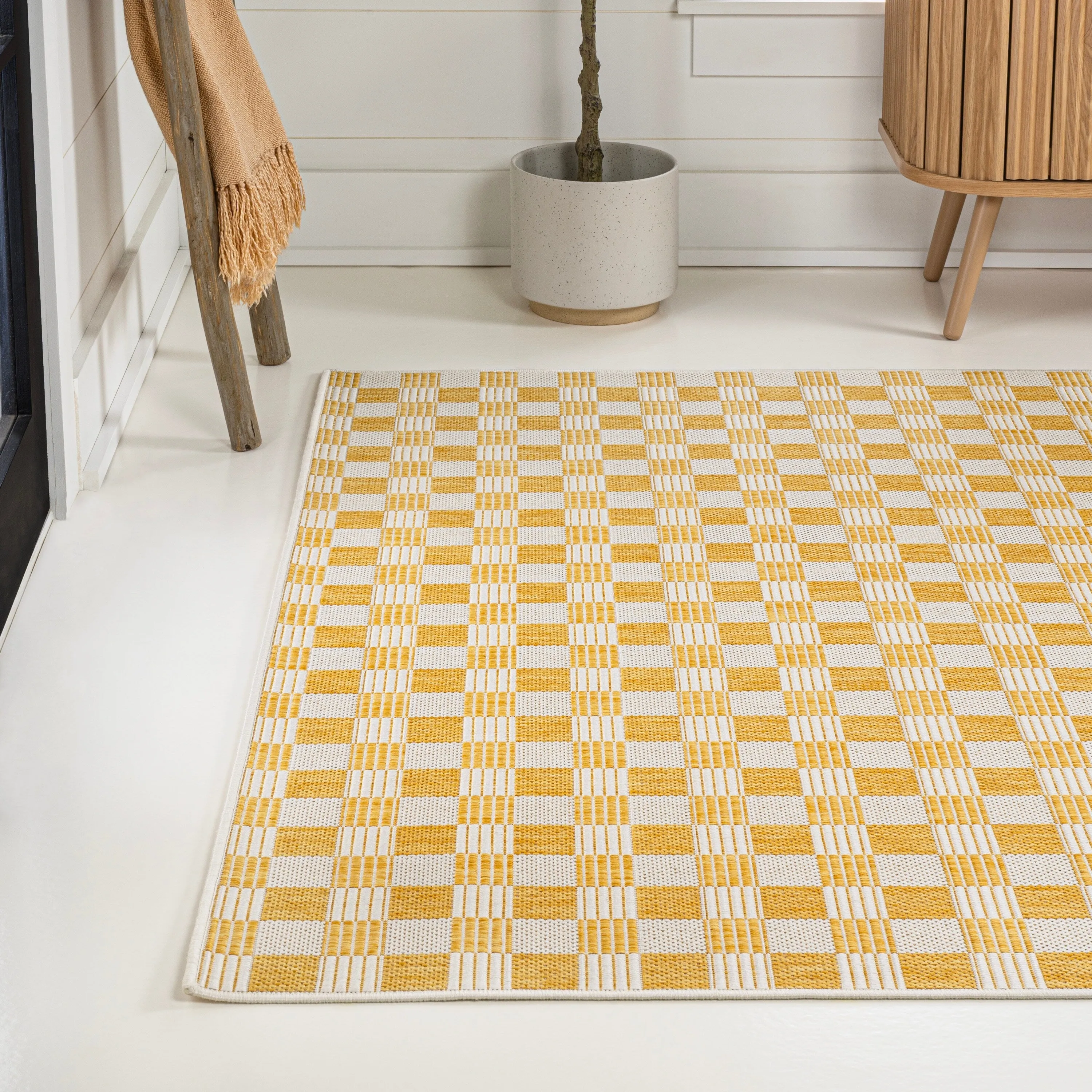JONATHAN Y Maribel Traditional Cottage Checkerboard Green/Cream Indoor/Outdoor Area Rug