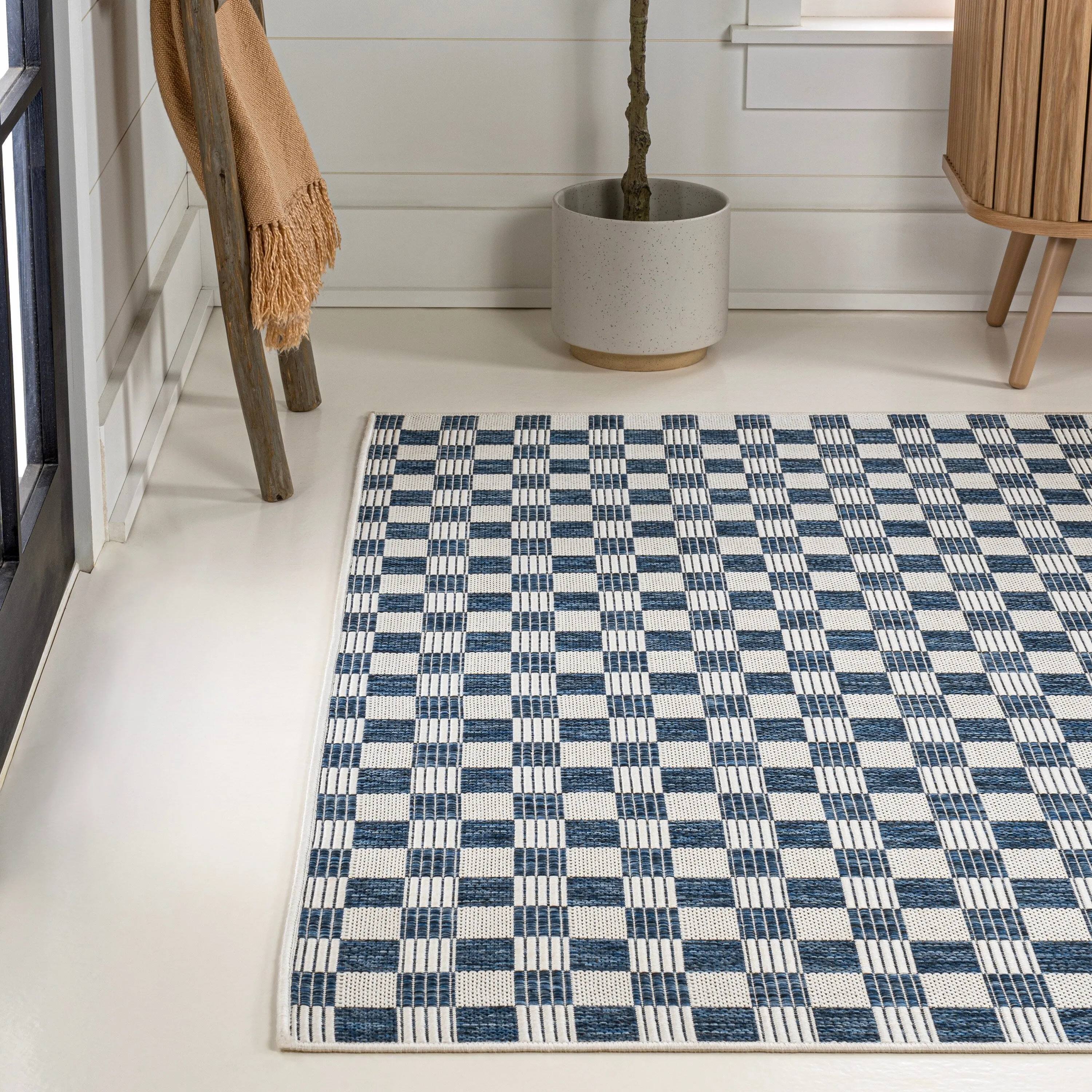 JONATHAN Y Maribel Traditional Cottage Checkerboard Green/Cream Indoor/Outdoor Area Rug