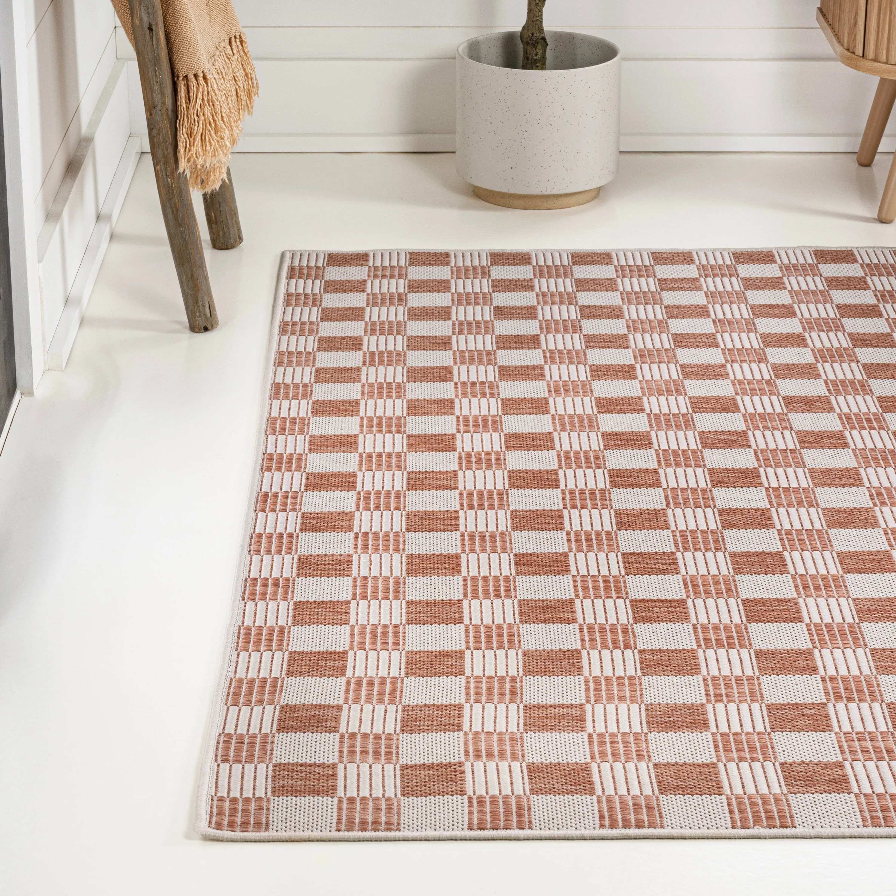 JONATHAN Y Maribel Traditional Cottage Checkerboard Green/Cream Indoor/Outdoor Area Rug