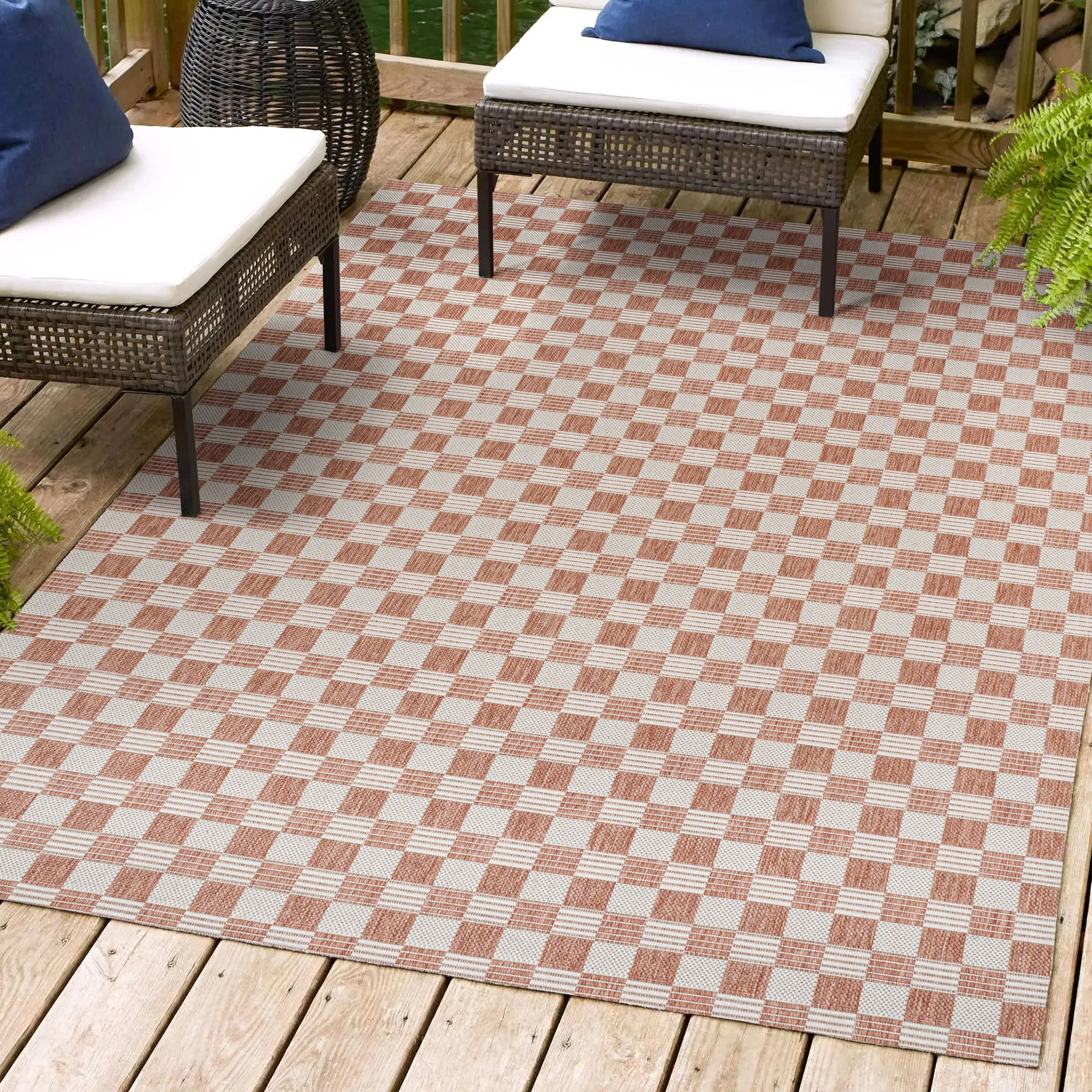 JONATHAN Y Maribel Traditional Cottage Checkerboard Green/Cream Indoor/Outdoor Area Rug