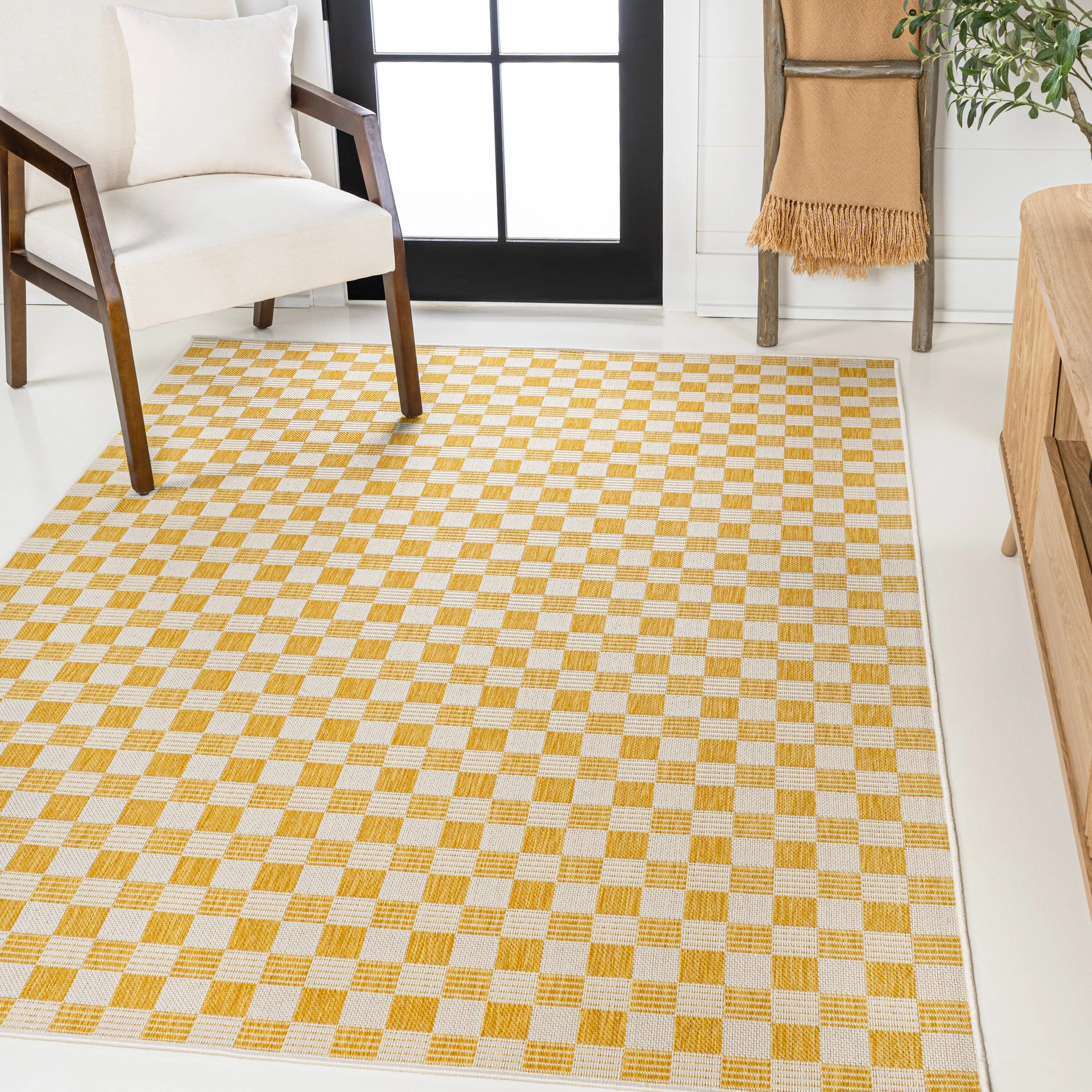 JONATHAN Y Maribel Traditional Cottage Checkerboard Green/Cream Indoor/Outdoor Area Rug