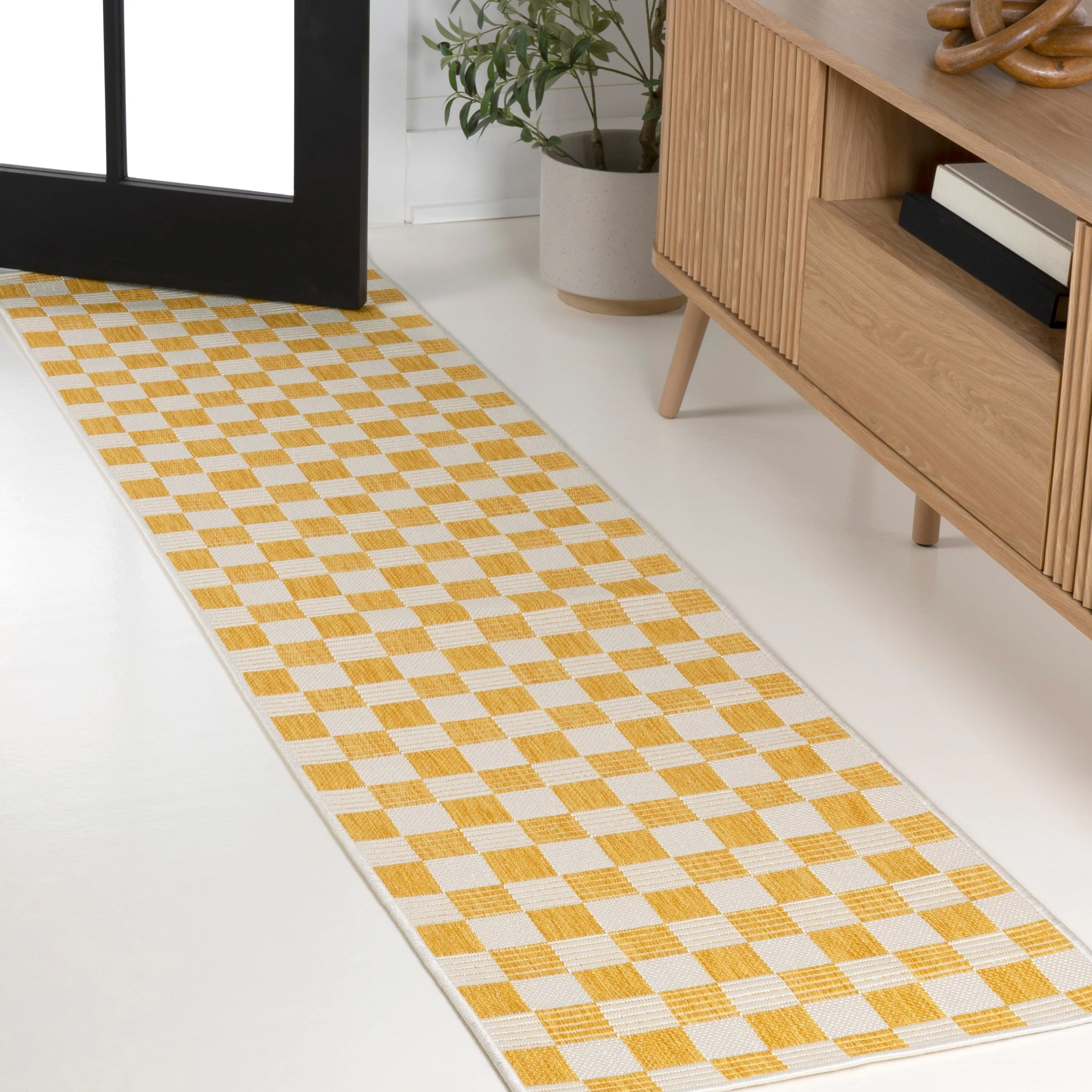 JONATHAN Y Maribel Traditional Cottage Checkerboard Green/Cream Indoor/Outdoor Area Rug