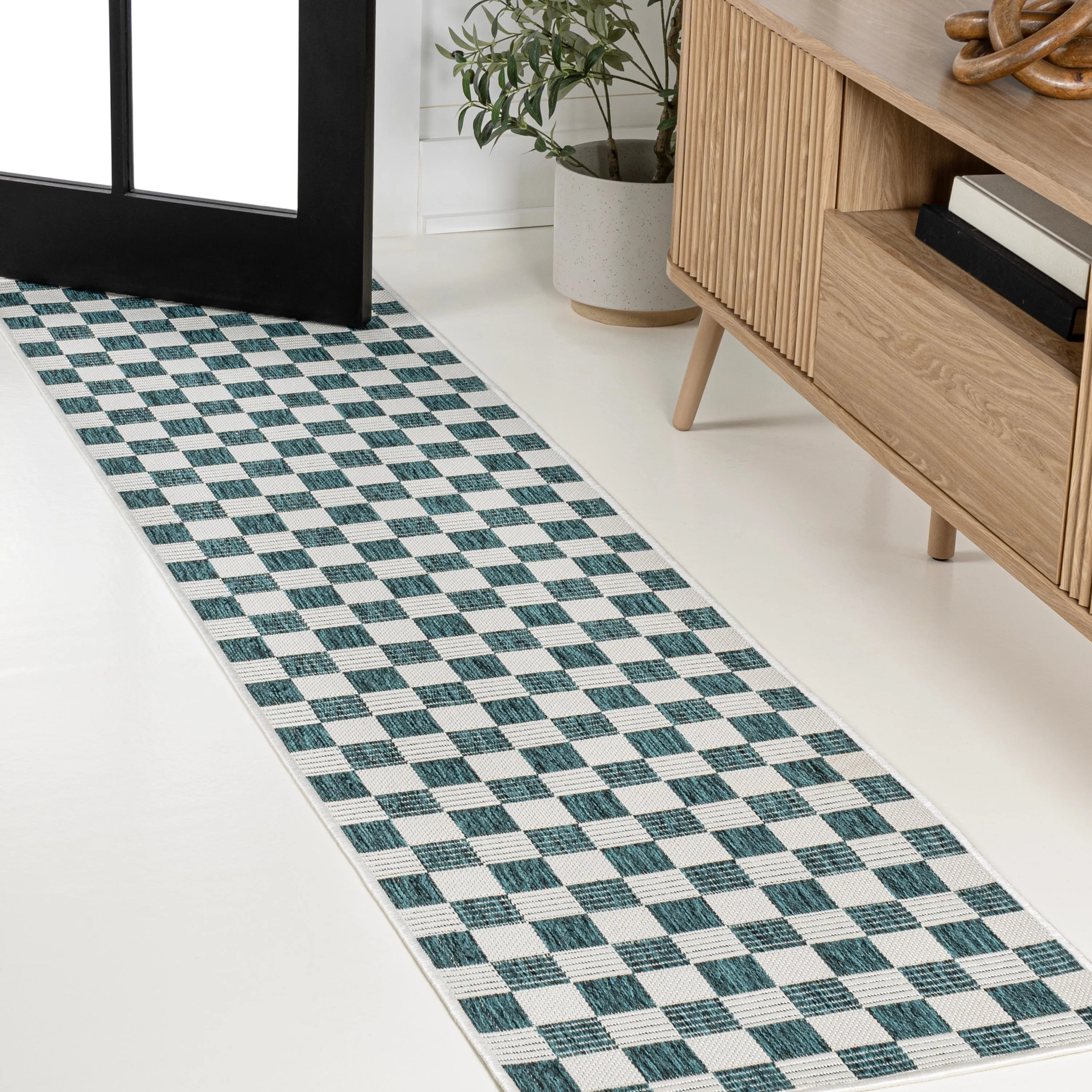 JONATHAN Y Maribel Traditional Cottage Checkerboard Green/Cream Indoor/Outdoor Area Rug