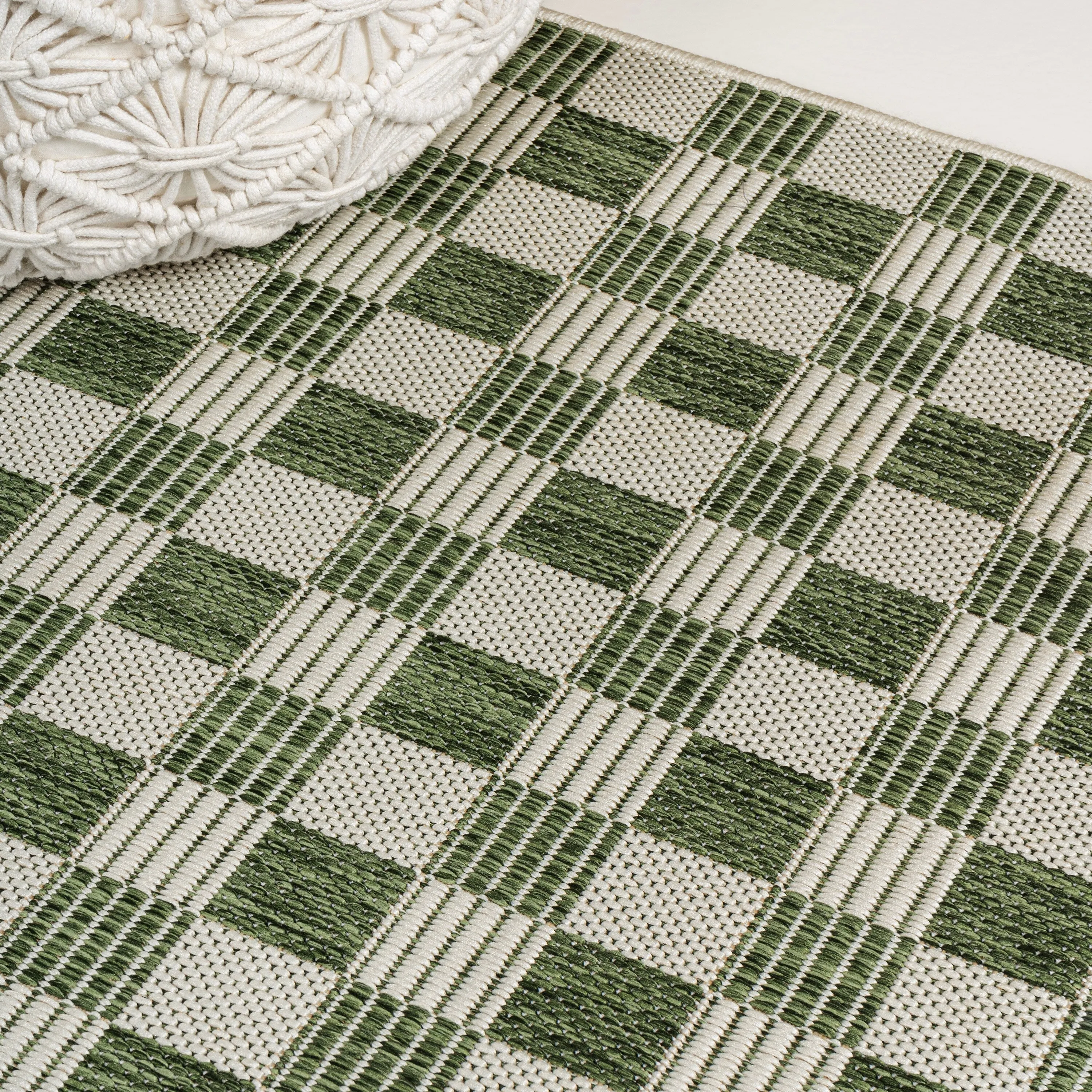 JONATHAN Y Maribel Traditional Cottage Checkerboard Green/Cream Indoor/Outdoor Area Rug