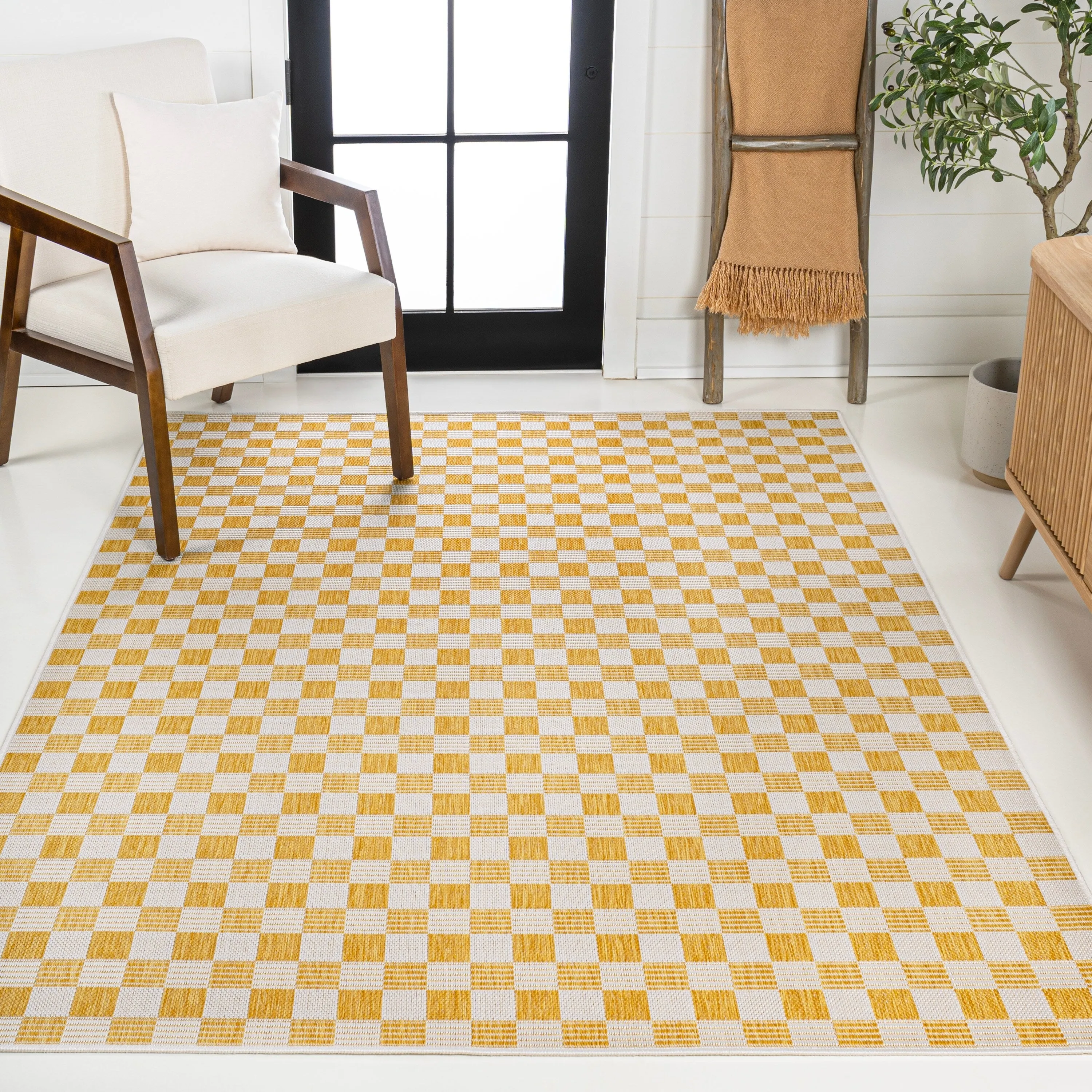 JONATHAN Y Maribel Traditional Cottage Checkerboard Green/Cream Indoor/Outdoor Area Rug