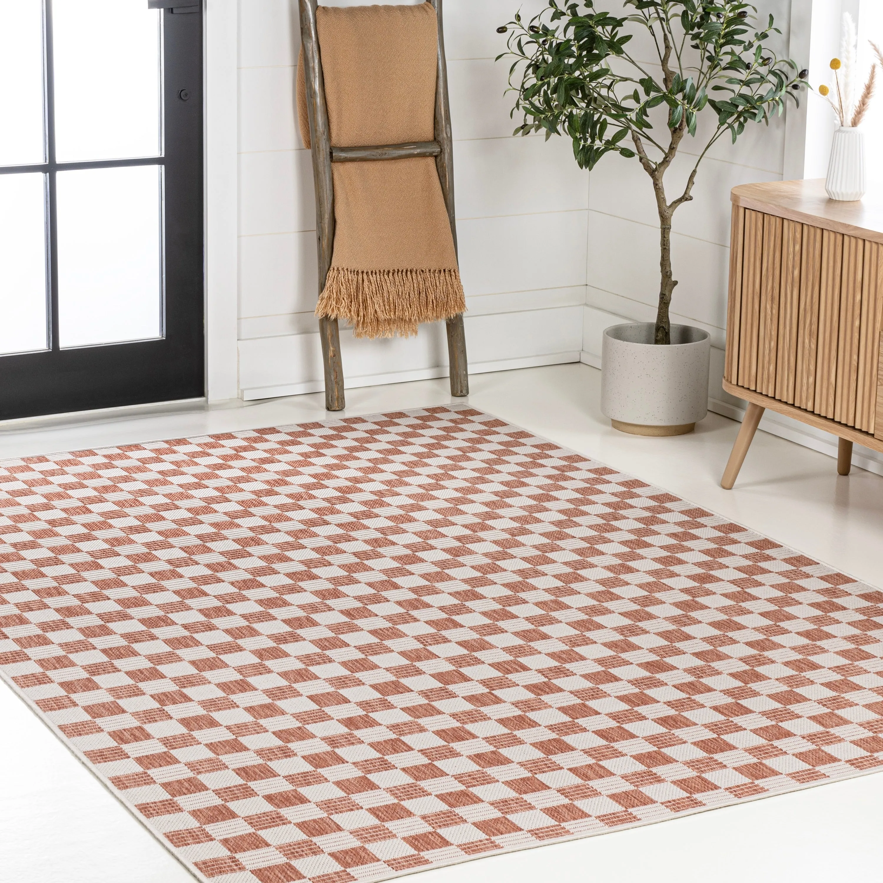 JONATHAN Y Maribel Traditional Cottage Checkerboard Green/Cream Indoor/Outdoor Area Rug
