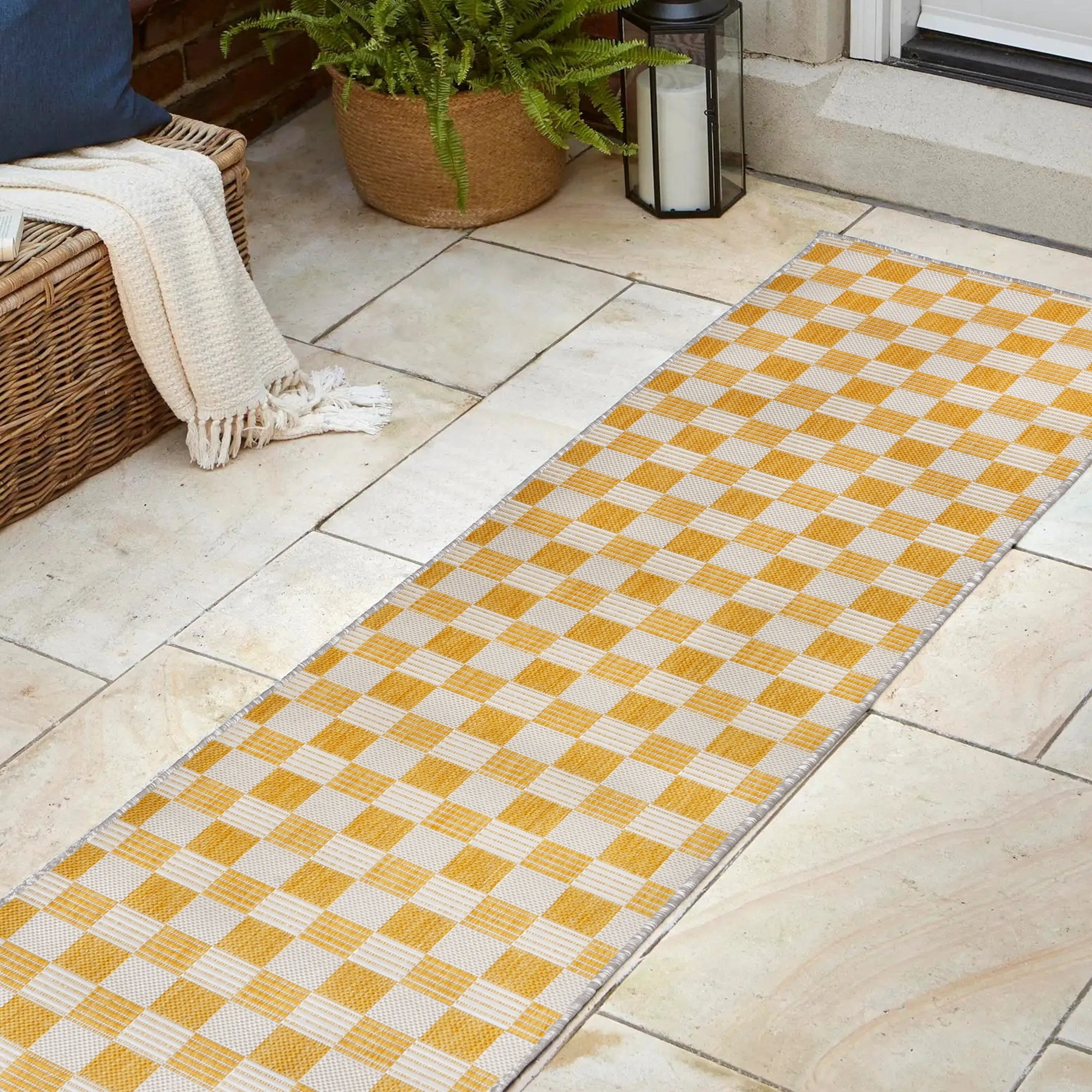 JONATHAN Y Maribel Traditional Cottage Checkerboard Green/Cream Indoor/Outdoor Area Rug