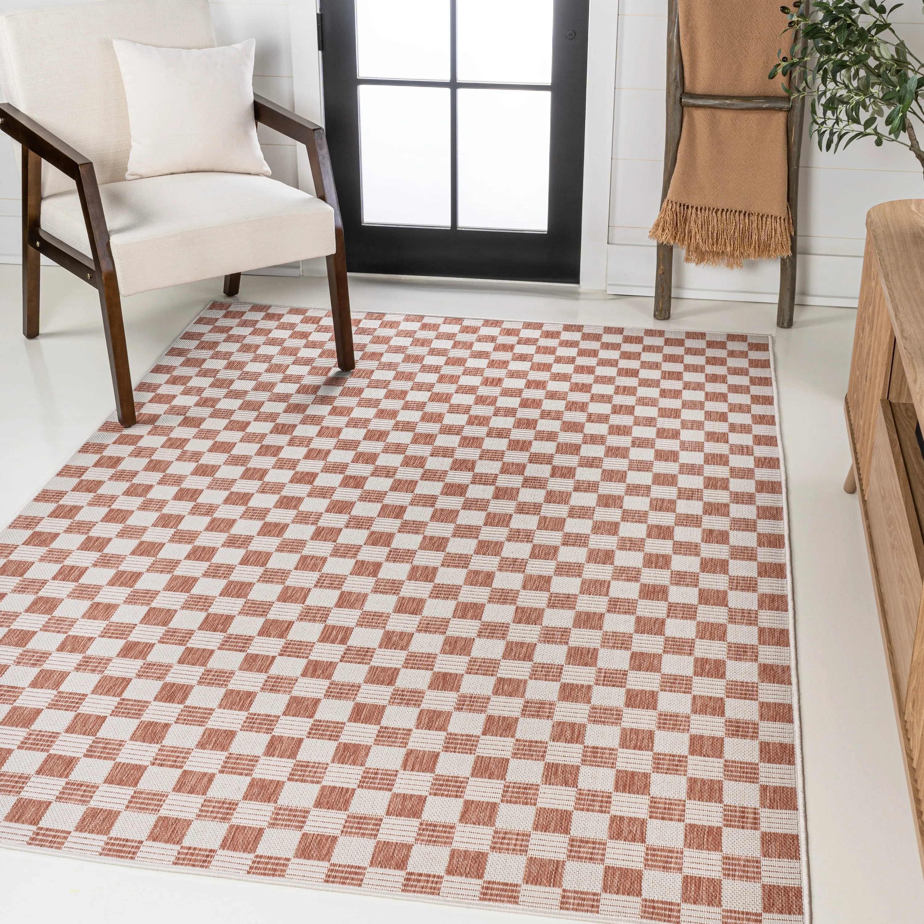 JONATHAN Y Maribel Traditional Cottage Checkerboard Green/Cream Indoor/Outdoor Area Rug