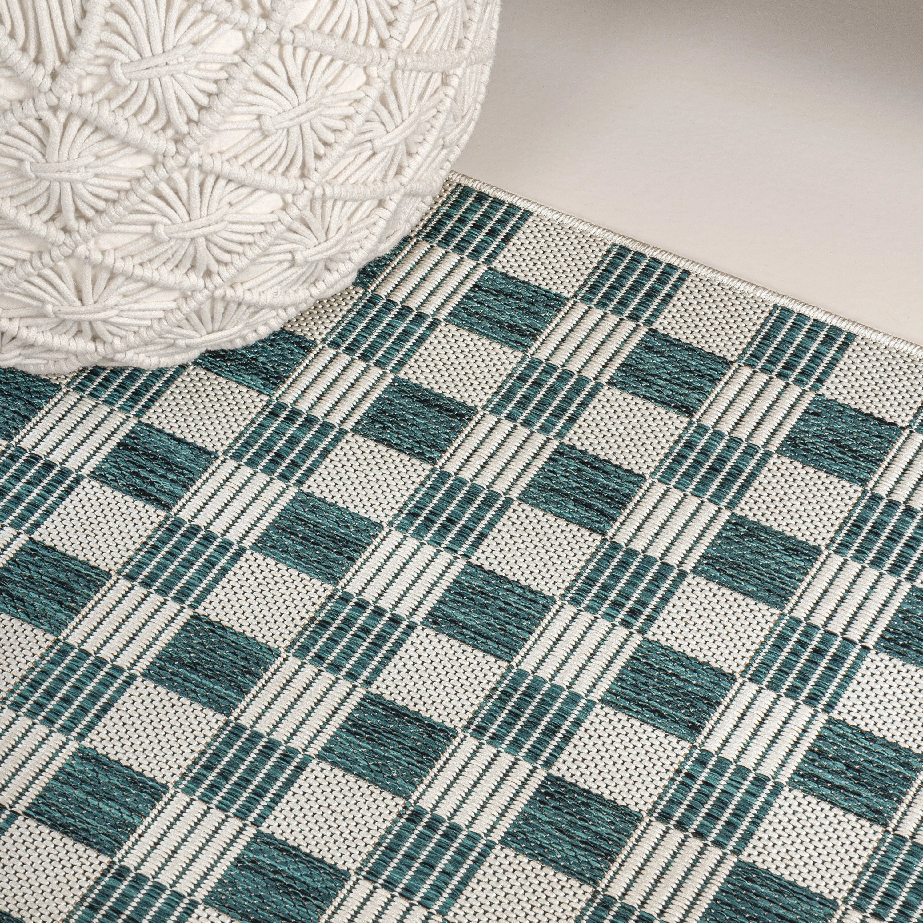 JONATHAN Y Maribel Traditional Cottage Checkerboard Green/Cream Indoor/Outdoor Area Rug