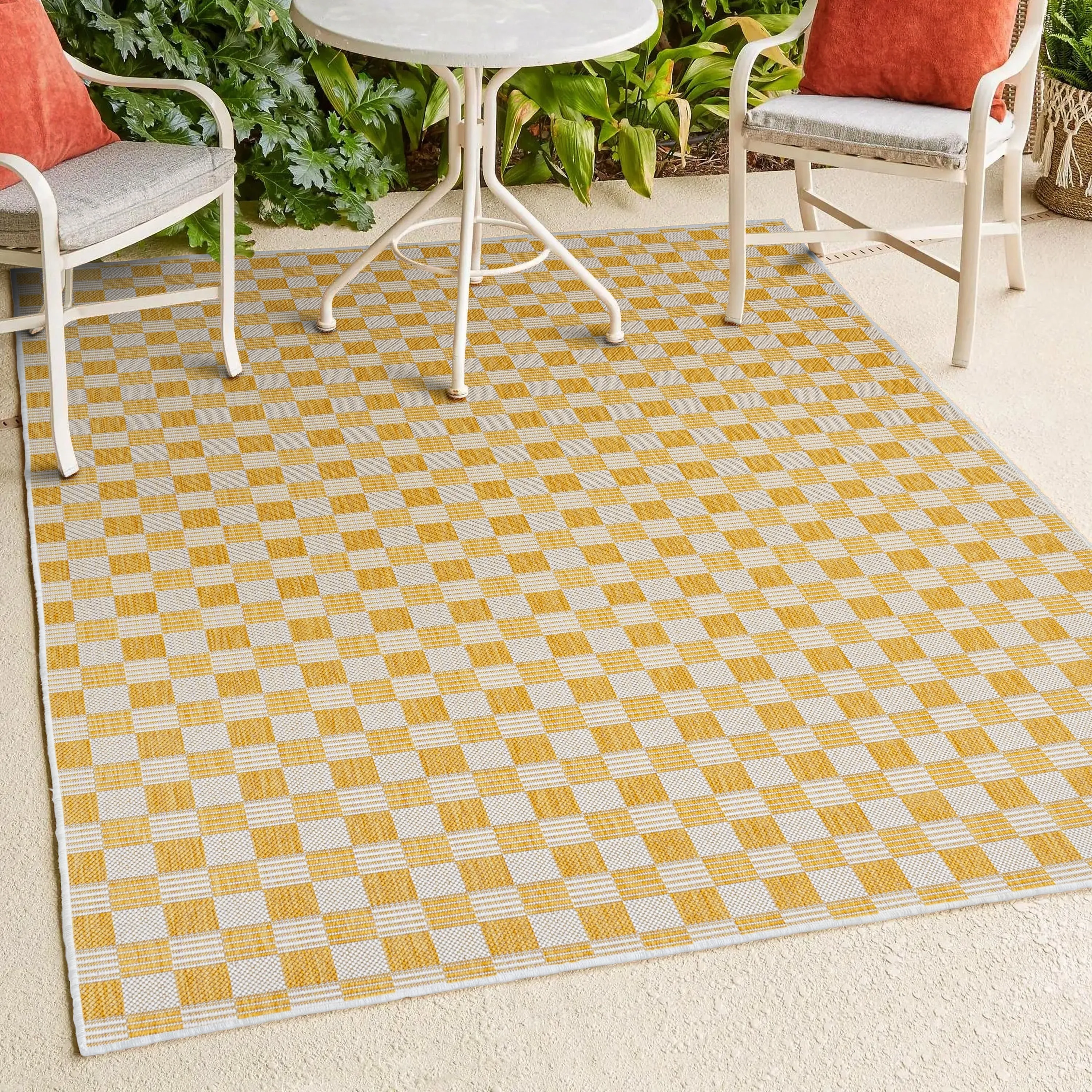 JONATHAN Y Maribel Traditional Cottage Checkerboard Green/Cream Indoor/Outdoor Area Rug