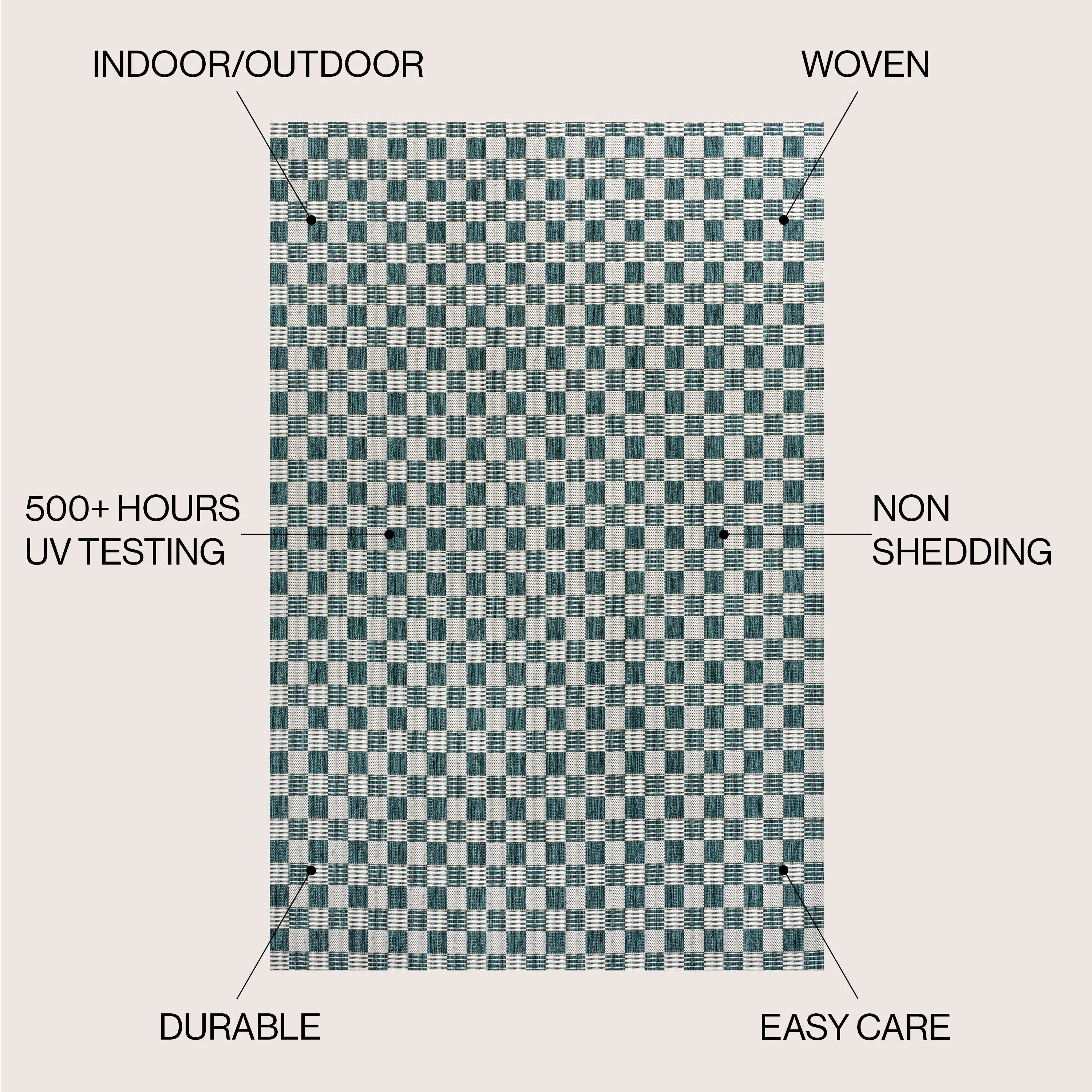 JONATHAN Y Maribel Traditional Cottage Checkerboard Green/Cream Indoor/Outdoor Area Rug