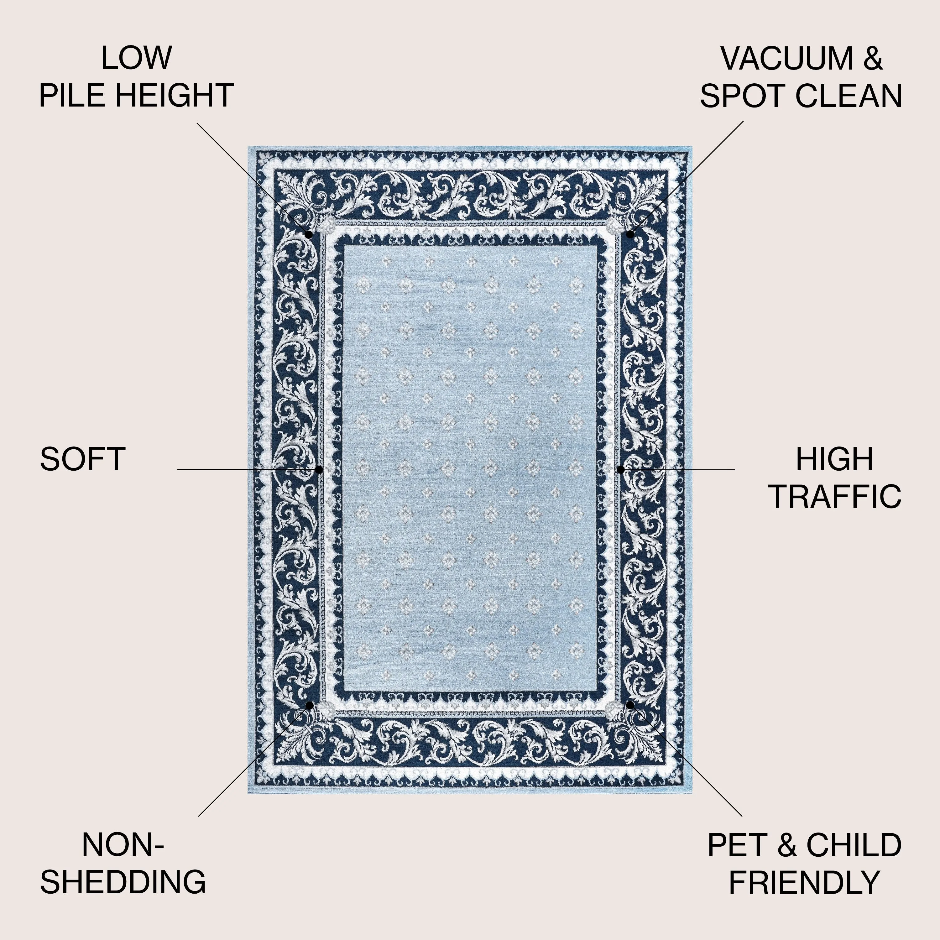 JONATHAN Y Marrakesh French Border Area Rug