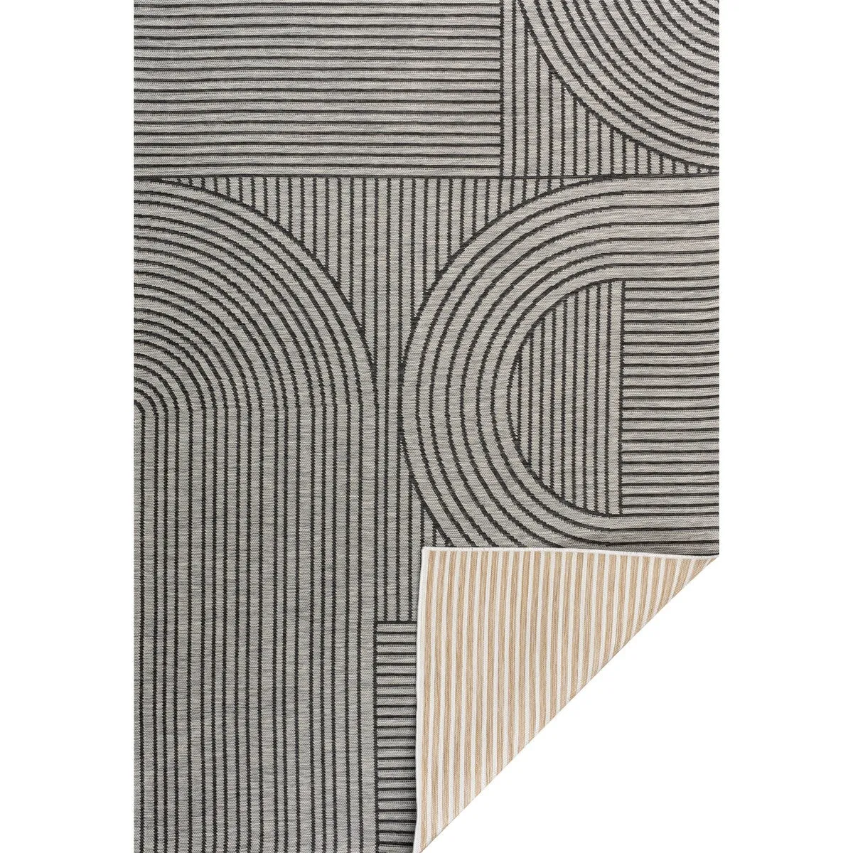 JONATHAN Y Reversible Bijan Mid-Century Modern Arch Stripe Machine-Washable Cream/Beige Indoor/Outdoor Rug