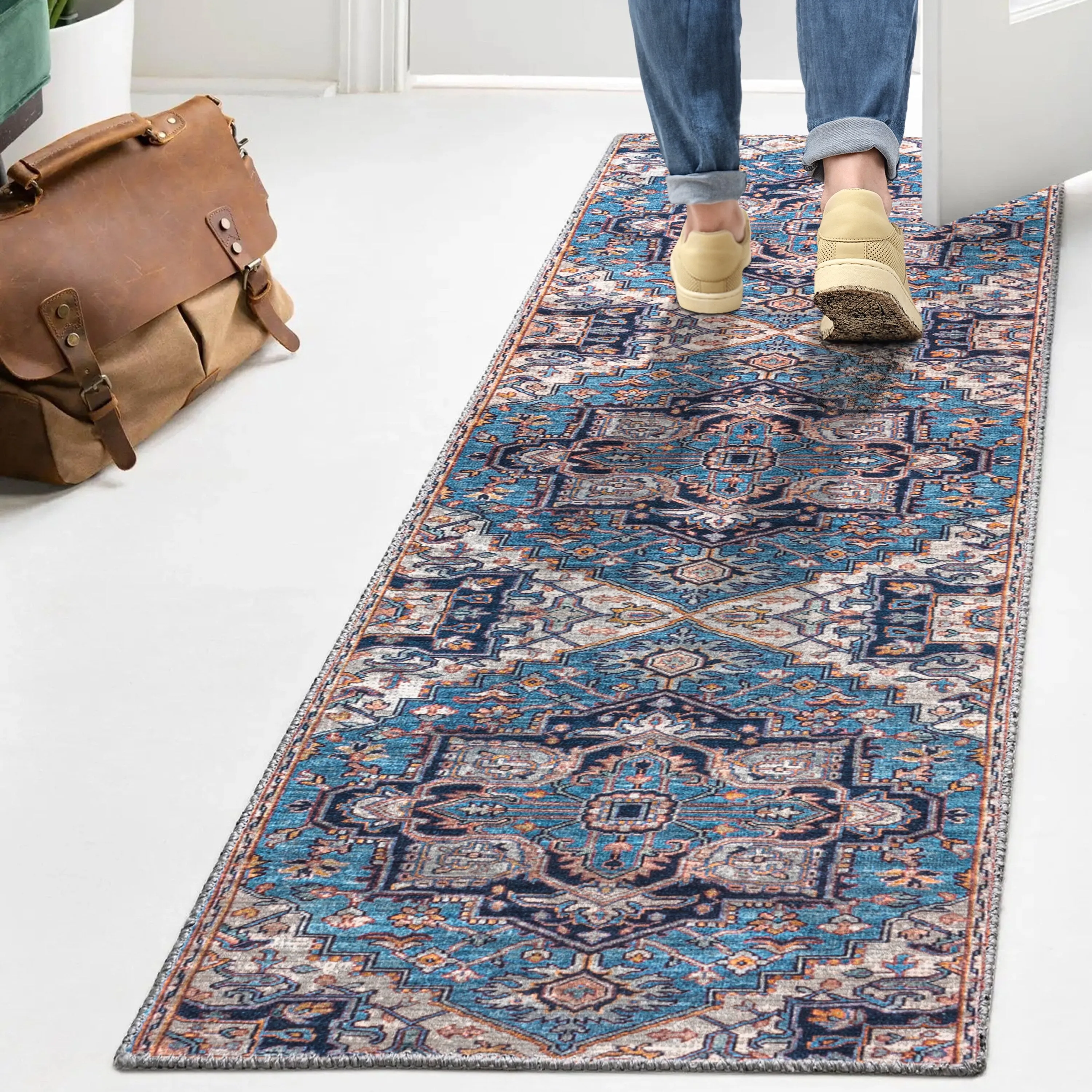 JONATHAN Y Victoria Ornate Large Medallion Machine Washable Area Rug