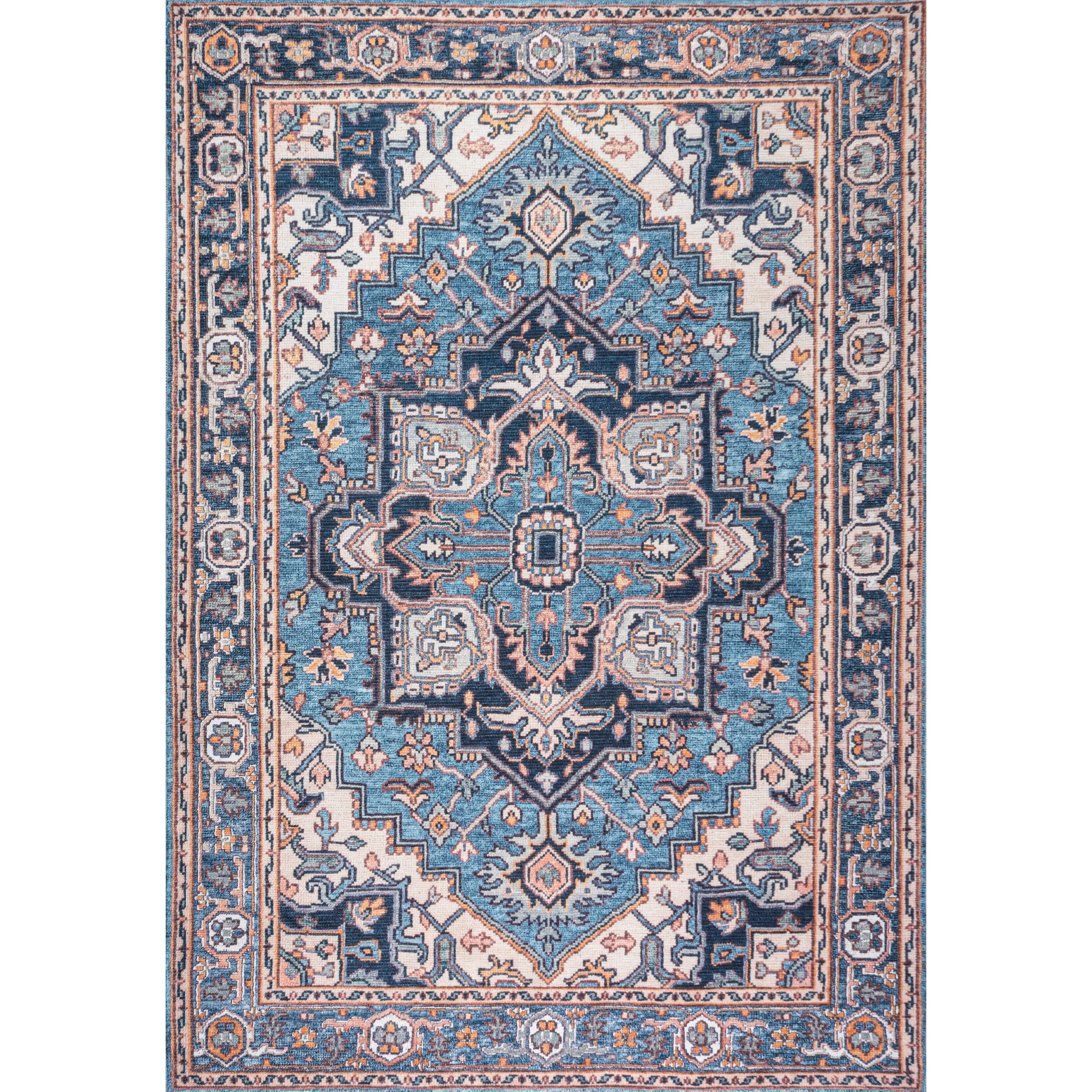 JONATHAN Y Victoria Ornate Large Medallion Machine Washable Area Rug