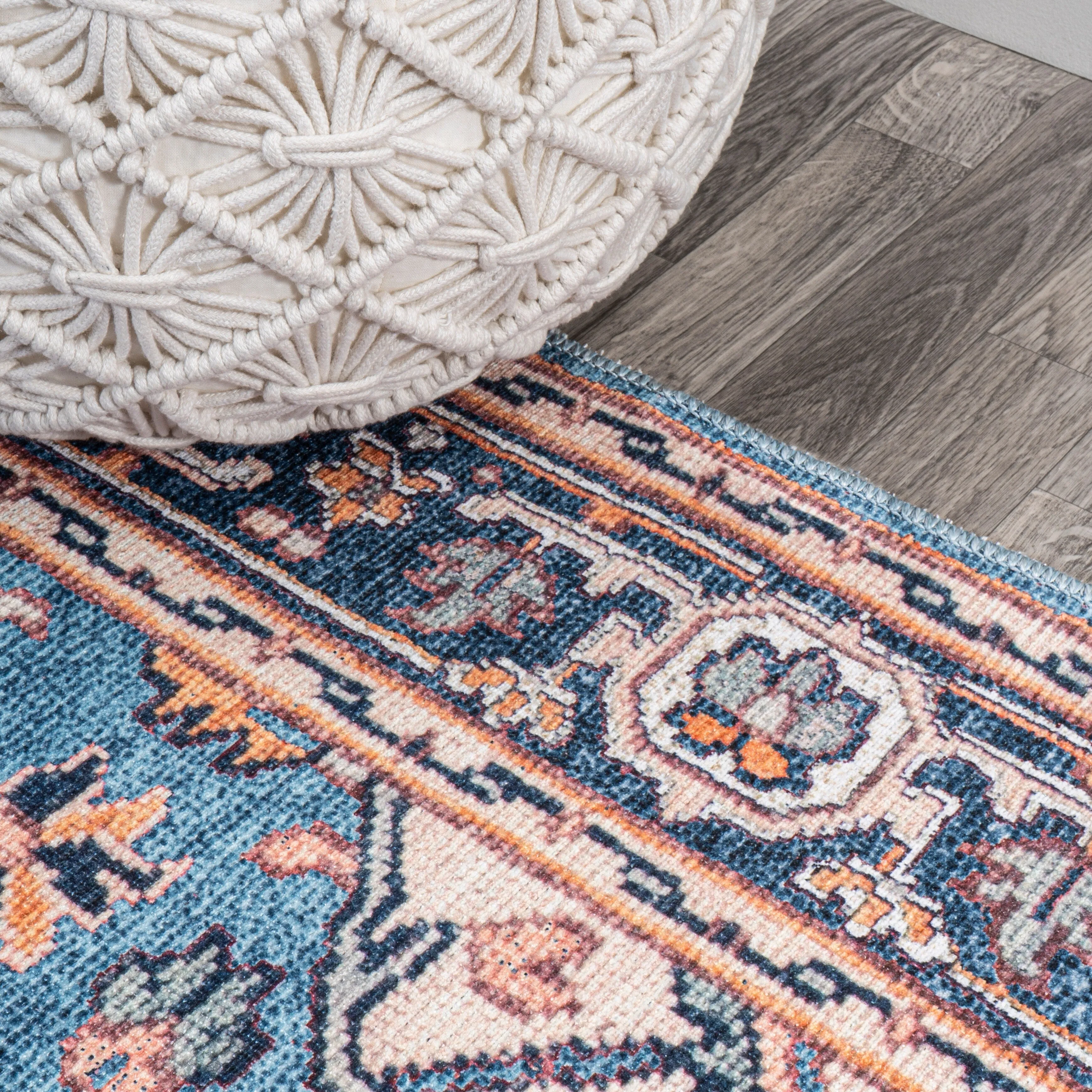 JONATHAN Y Victoria Ornate Large Medallion Machine Washable Area Rug