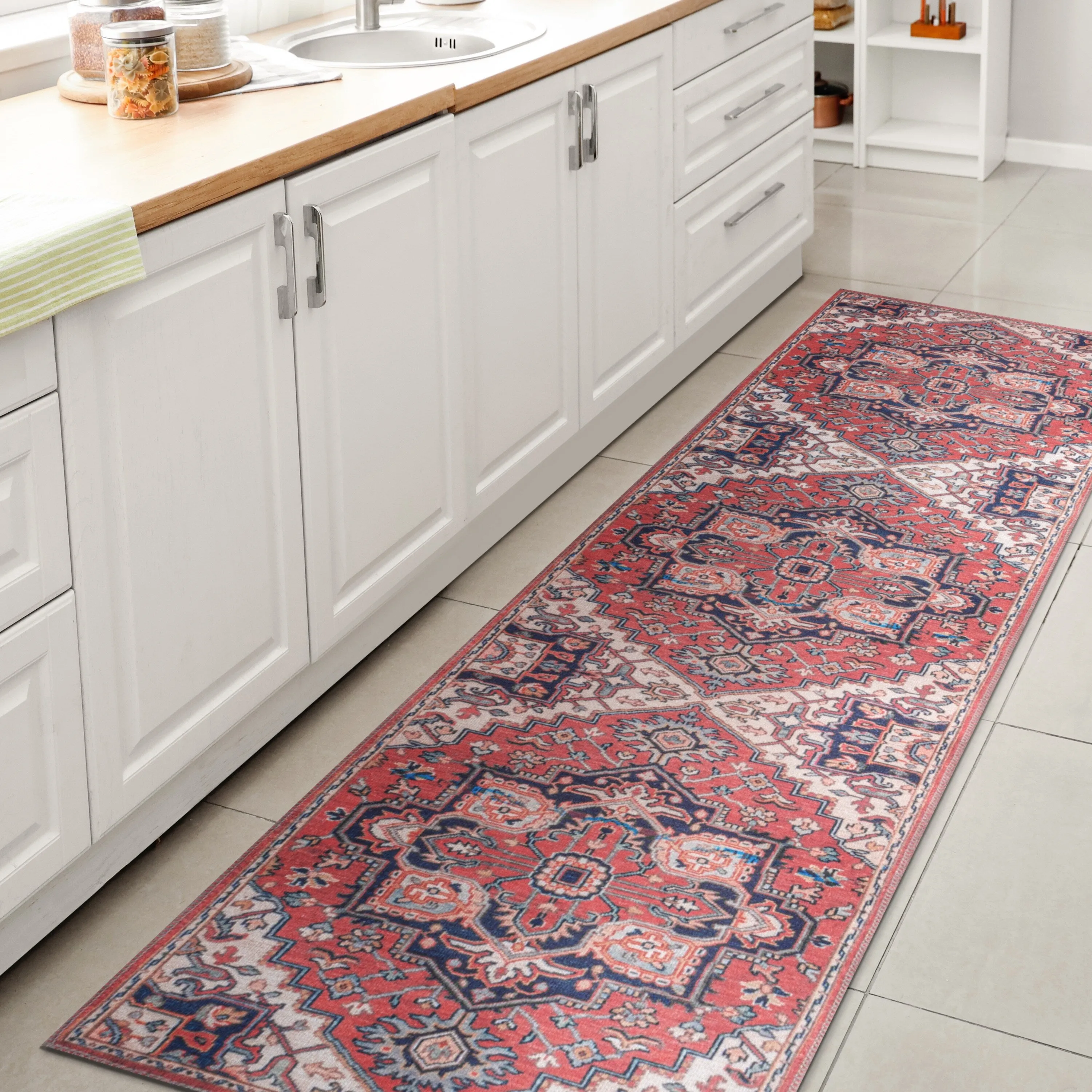 JONATHAN Y Victoria Ornate Large Medallion Machine Washable Area Rug