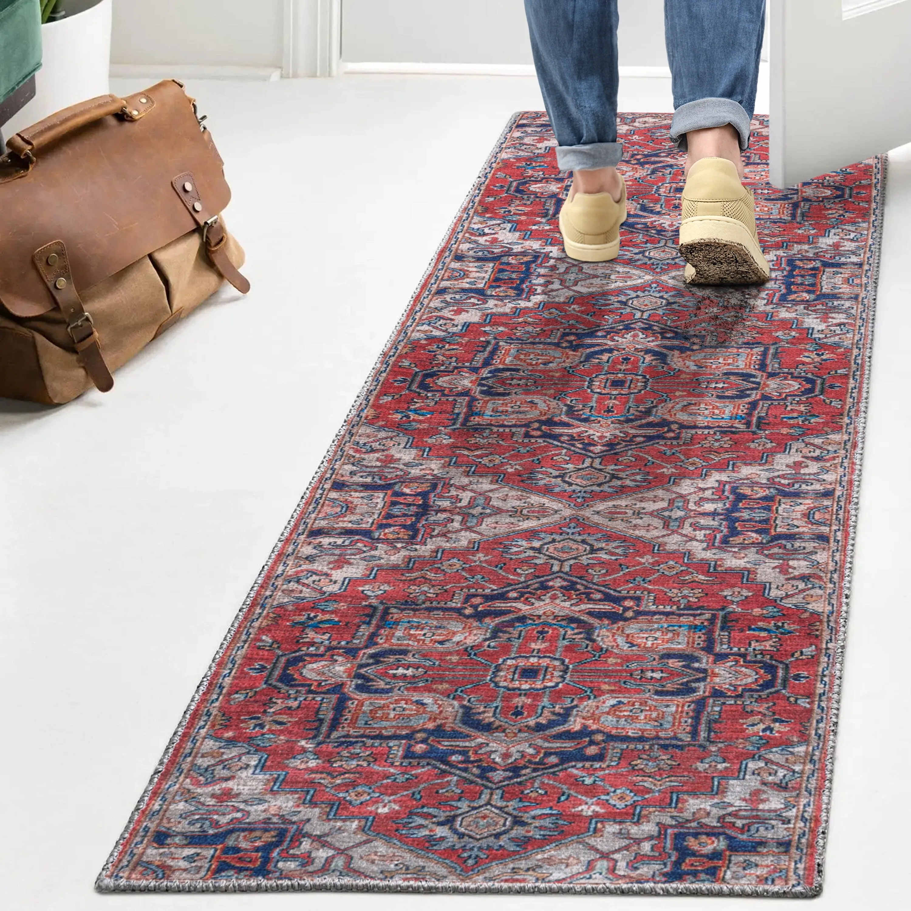 JONATHAN Y Victoria Ornate Large Medallion Machine Washable Area Rug