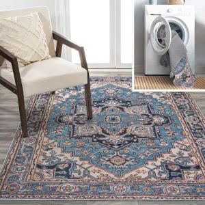 JONATHAN Y Victoria Ornate Large Medallion Machine Washable Area Rug