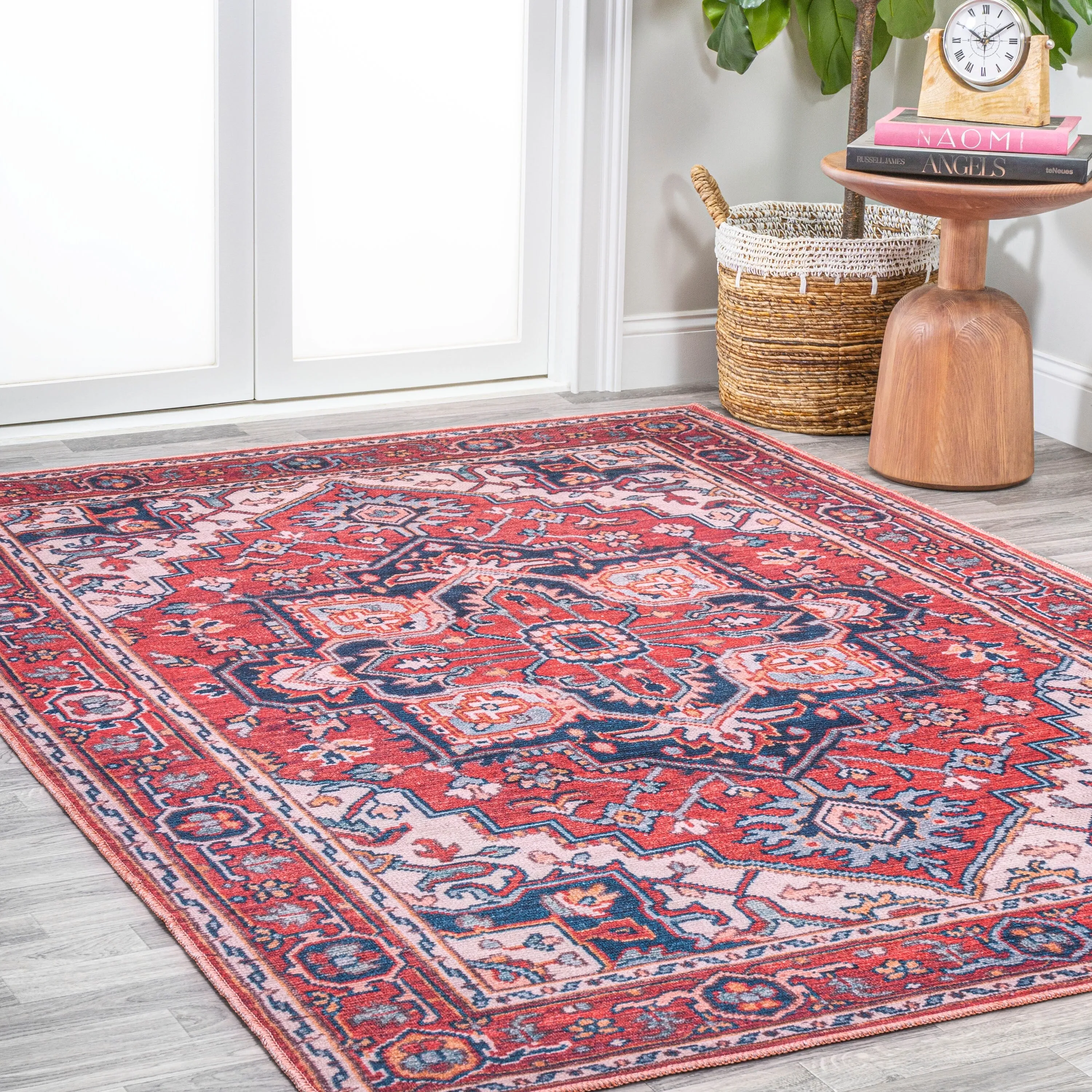 JONATHAN Y Victoria Ornate Large Medallion Machine Washable Area Rug